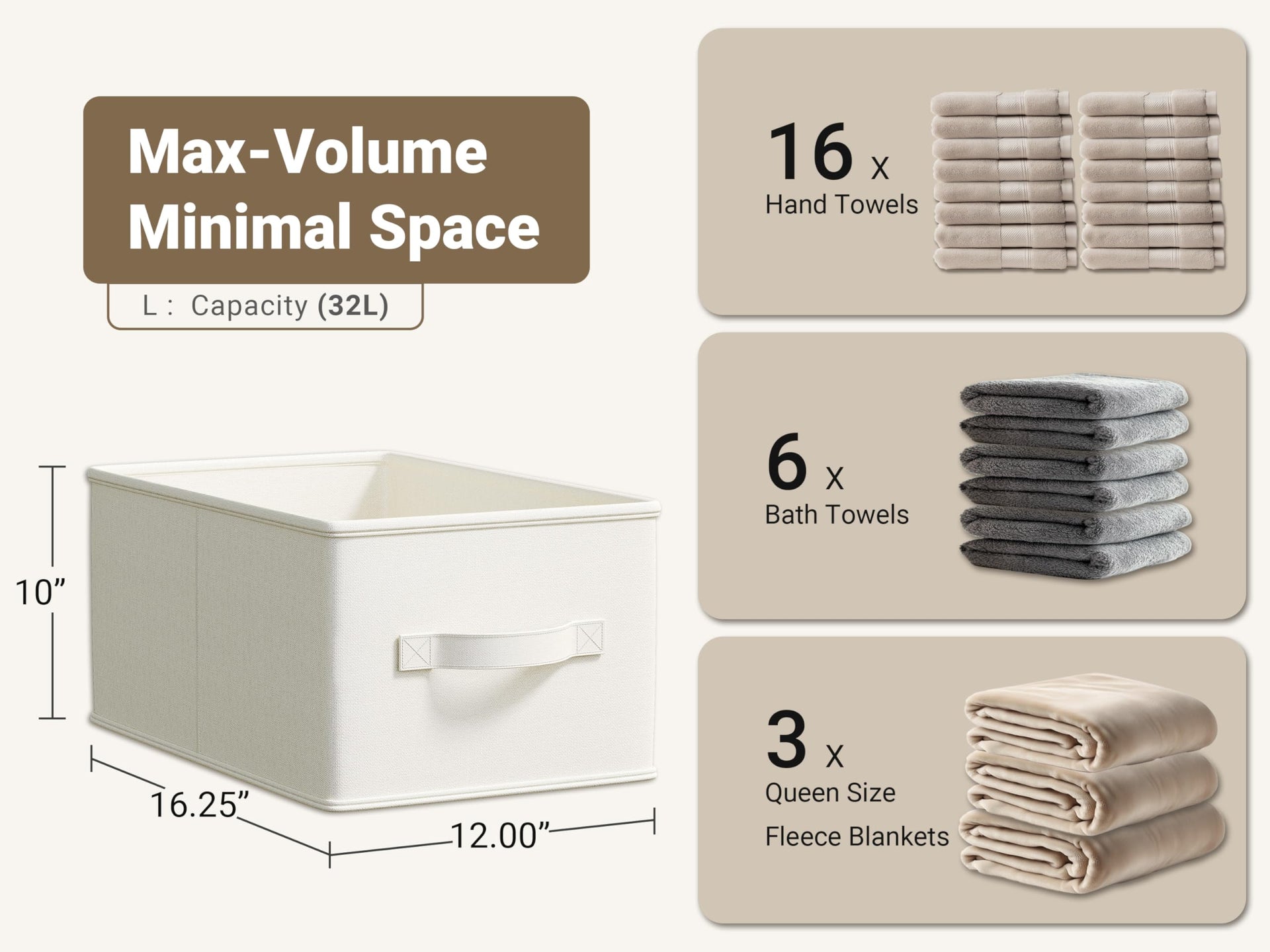 3 Pack Fabric Storage Bins for Shelves (3 Count)