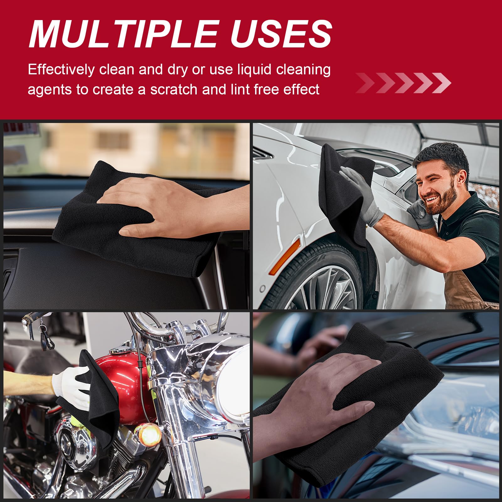 200 Pcs Microfiber Cleaning Cloth 16x16 Inch Microfiber Towels for Car Ultra Absorbent Cleaning Rags Reusable Lint Free Streak Free Detailing Towel for Car Washing Drying Dusting (200 Count)