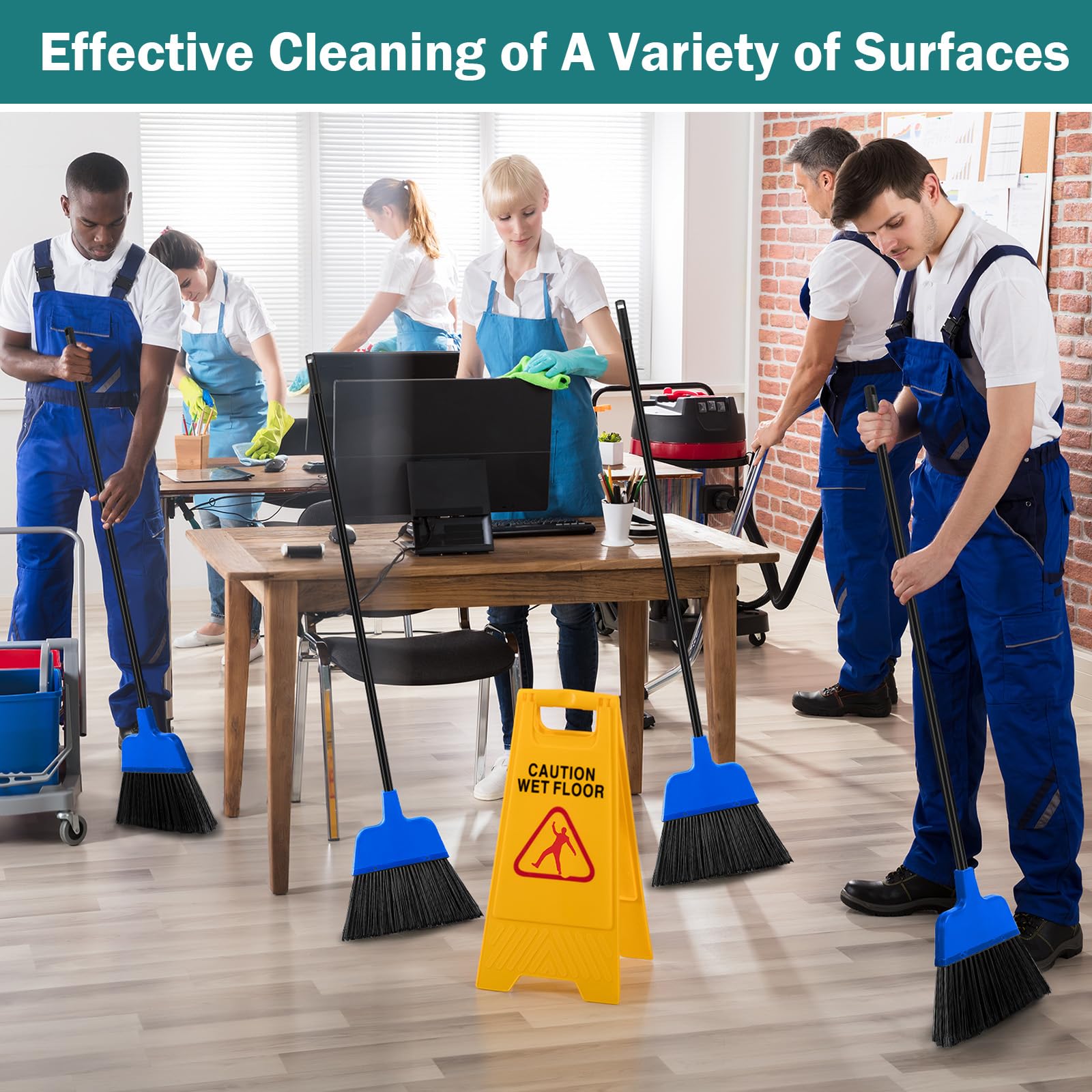 8 Pcs Outdoor Broom for Floor Cleaning 54 Inch Commercial Heavy Duty Broom Long Handle Kitchen Household Angle Brooms for Sweeper Sweeping Indoor Dust Hair Cleaner Corn Shop