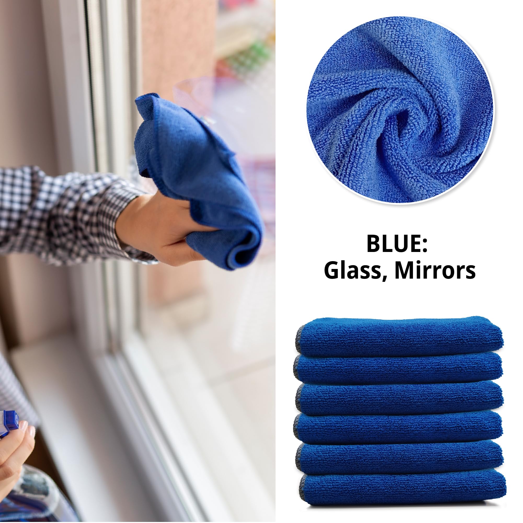 Premium Microfiber Cleaning Cloth 16"x16" (12 Count)
