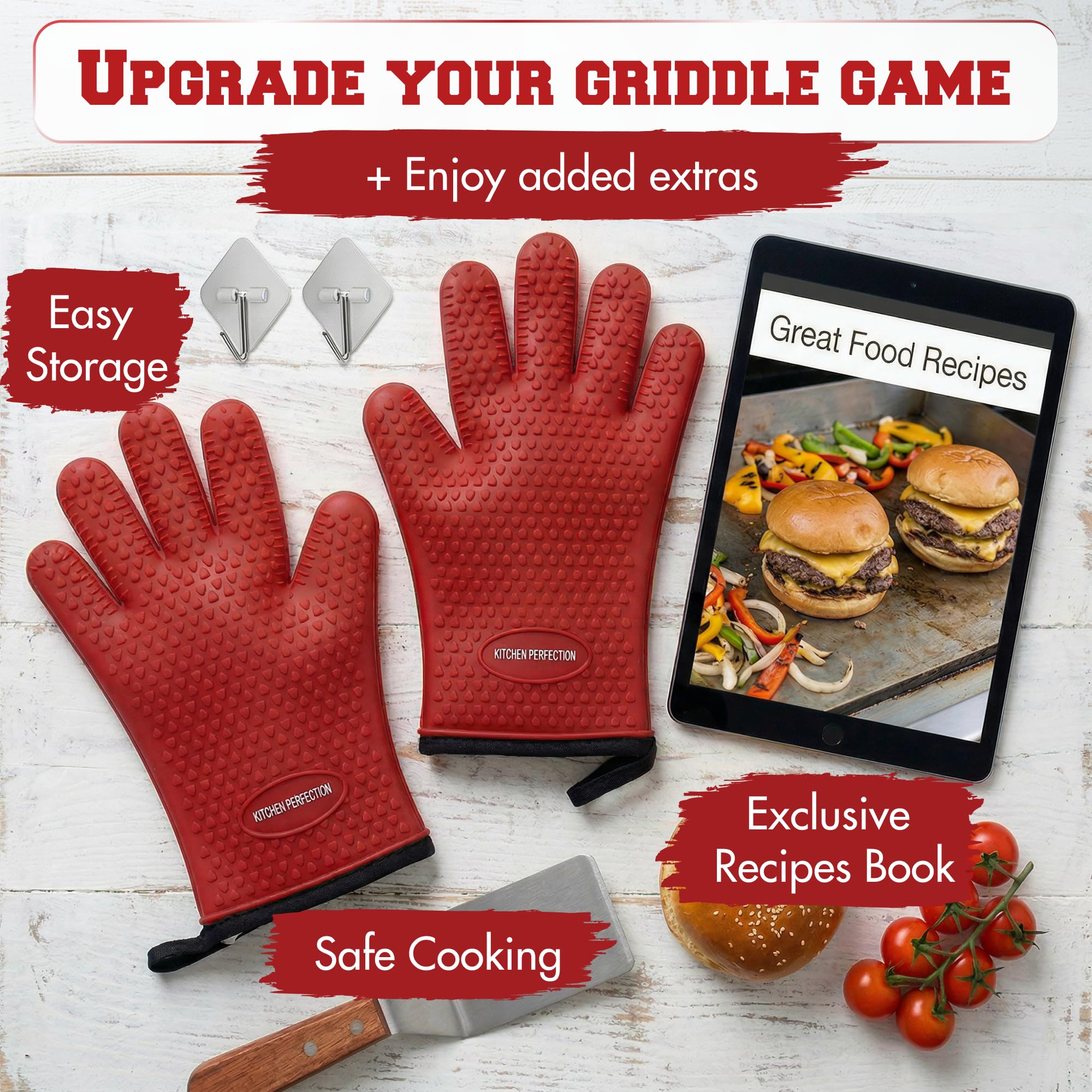 Silicone Griddle Grill Gloves Heat Resistant Oven Mitts