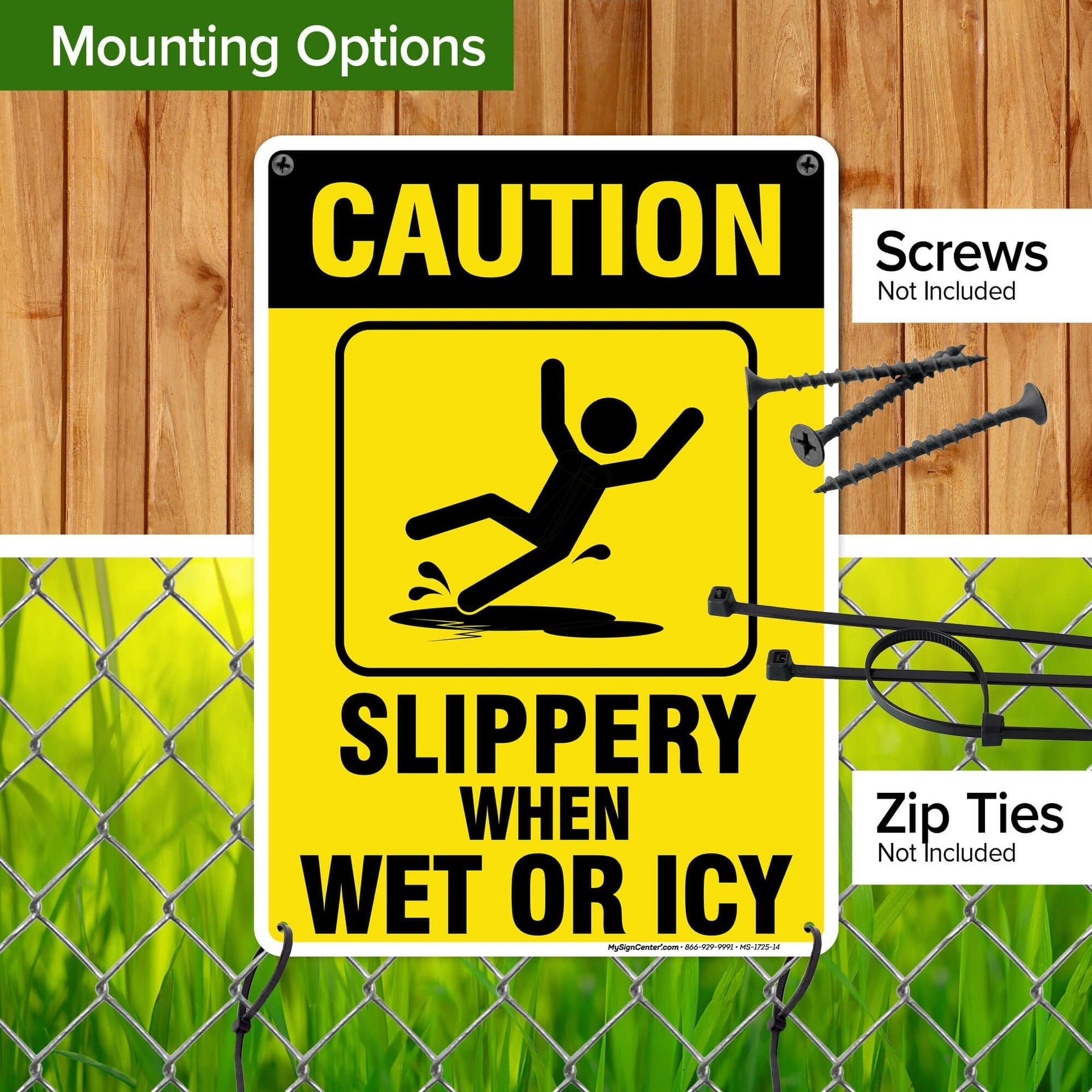 Caution Slippery When Wet Sign or ICY Sign