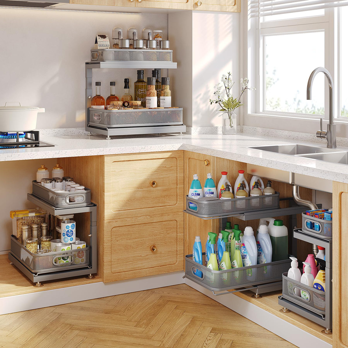 2 Pack Under Sink Storage Organizer with 2 (2 Count)