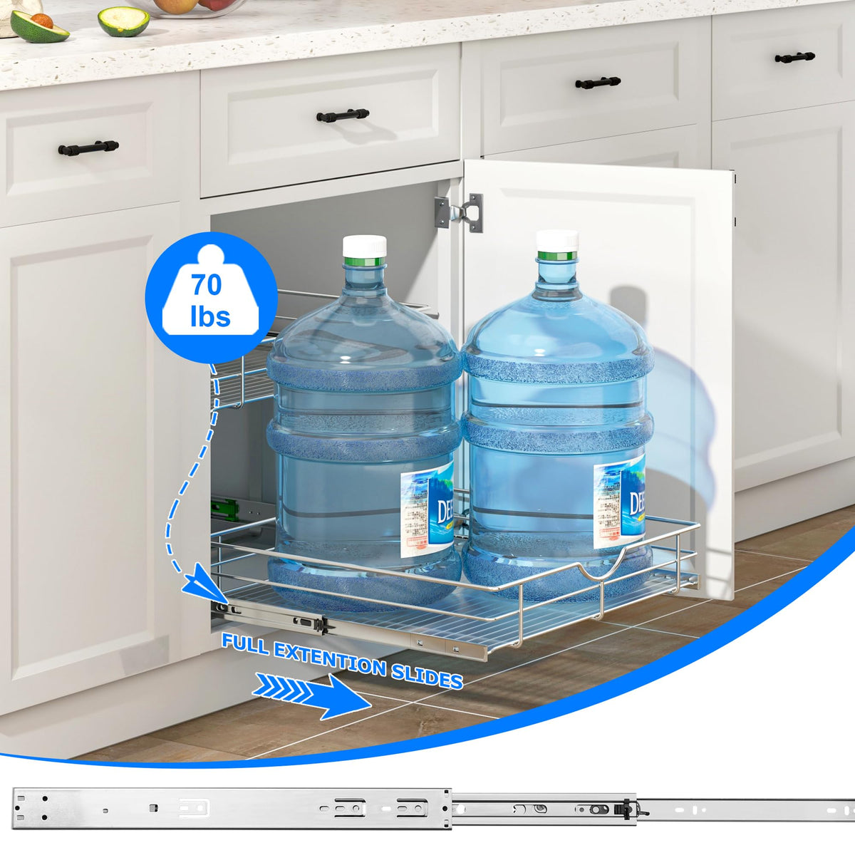 2 Tier Kitchen Cabinet Pullout Shelf and Drawer Organizer
