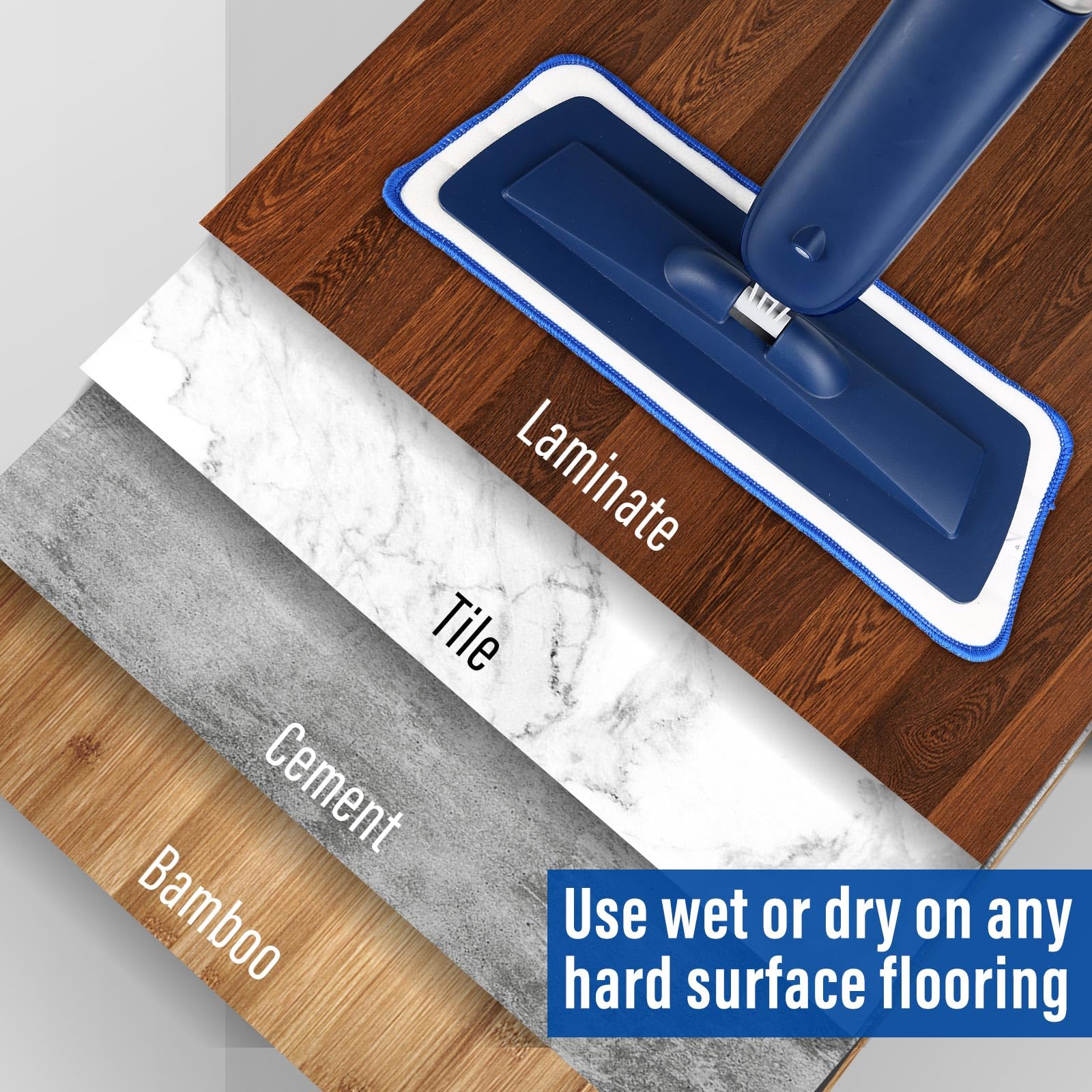 PowerMop Floor Mop with 720 ml Refillable Bottle & 3 Microfiber Pads
