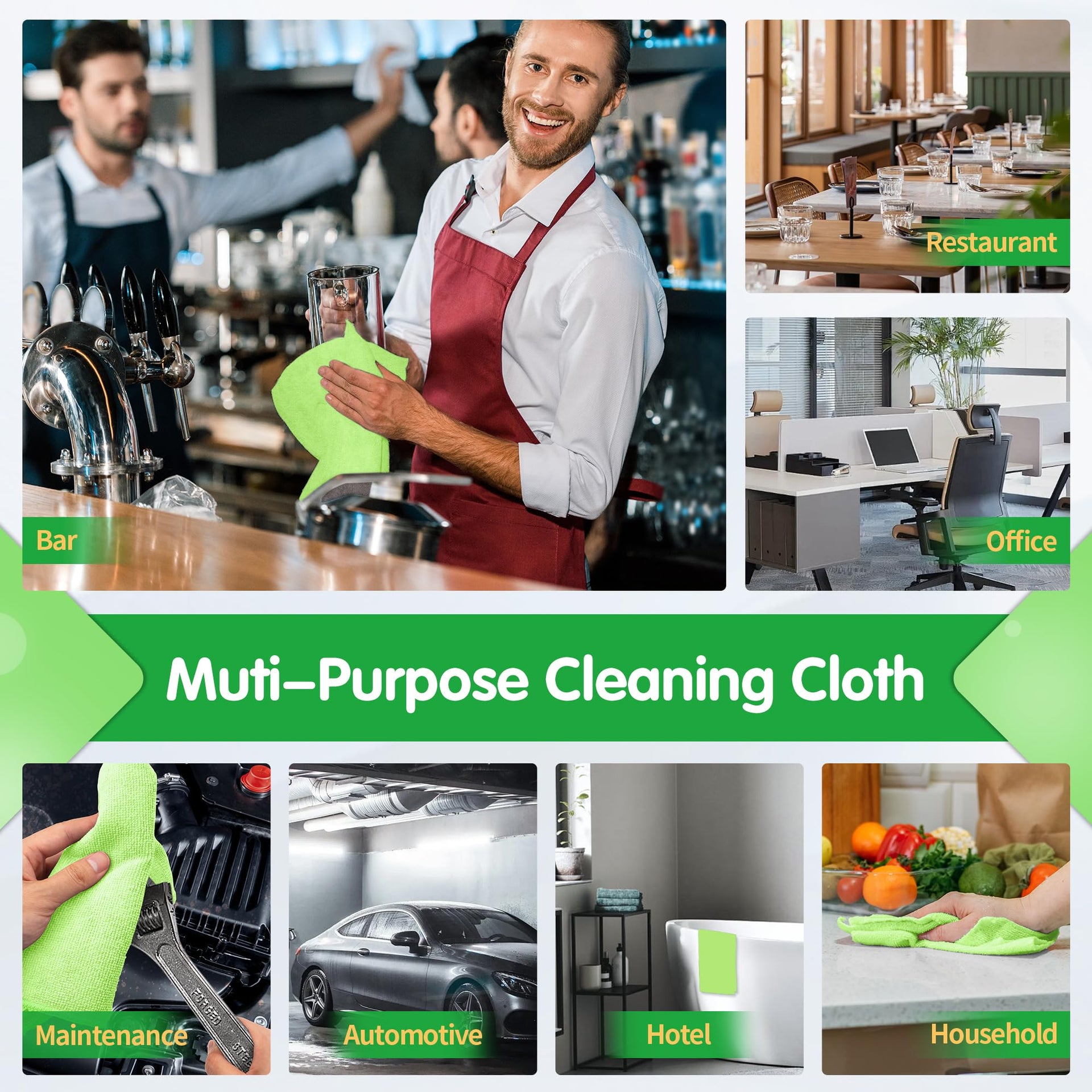 Sage Green Microfiber Cleaning Cloth (12 Count)