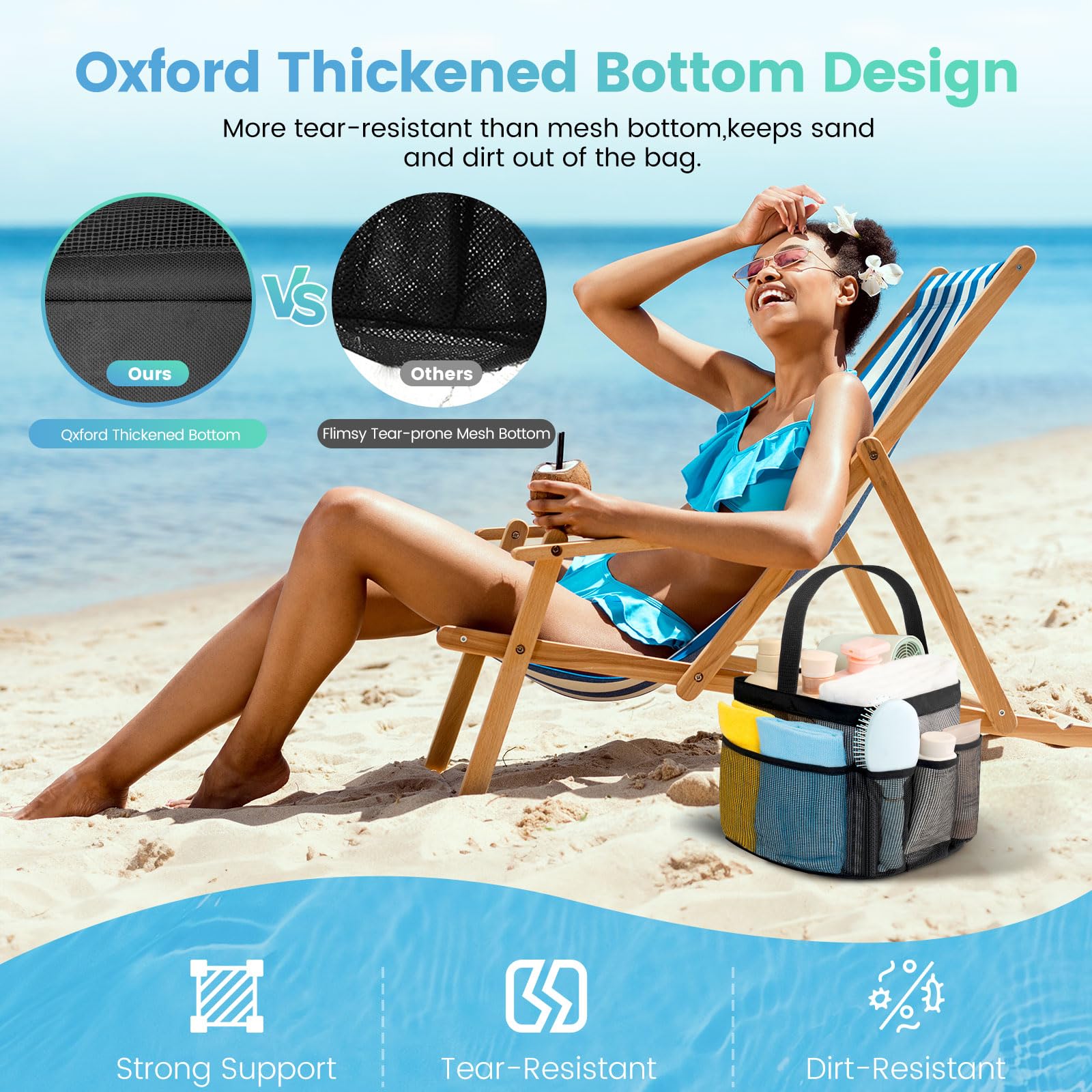 Mesh Shower Caddy Portable for College Dorm Room Essentials for Girls with 9 Pockets