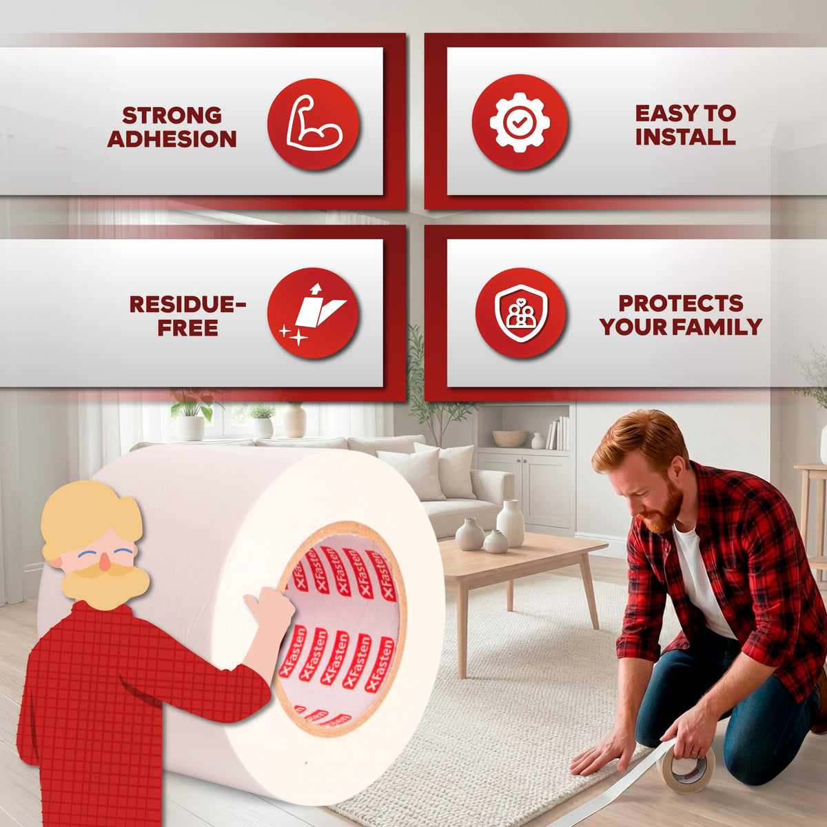 Double Sided Carpet Tape for Area Rugs