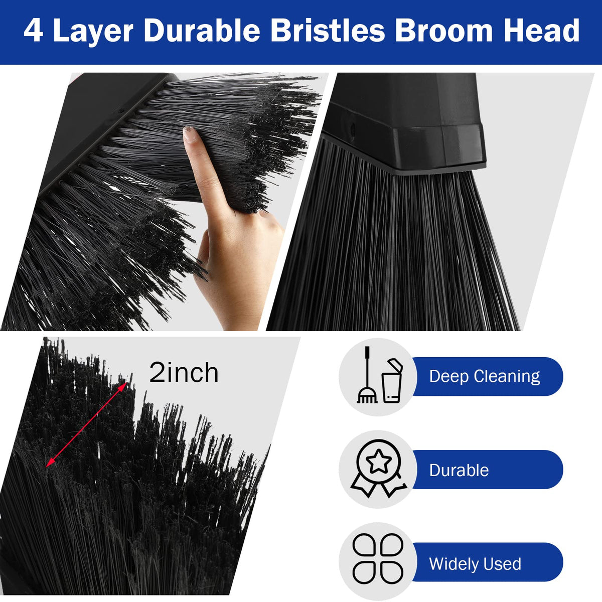 8 Pcs Outdoor Broom for Floor Cleaning 54 Inch Commercial Heavy Duty Broom Long Handle Kitchen Household Angle Brooms for Sweeper Sweeping Indoor Dust Hair Cleaner Corn Shop