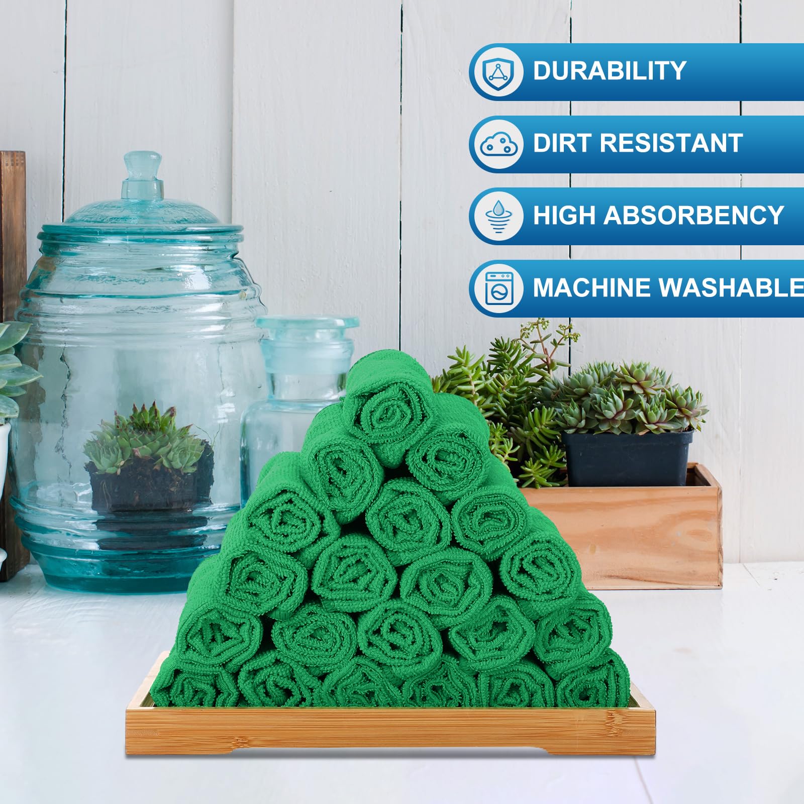 100 Pack 12'' x 12'' Microfiber Cleaning Cloths Reusable Cleaning Rags Bulk Microfiber Towels Softer Highly Absorbent Washcloths for House Kitchen Car Window