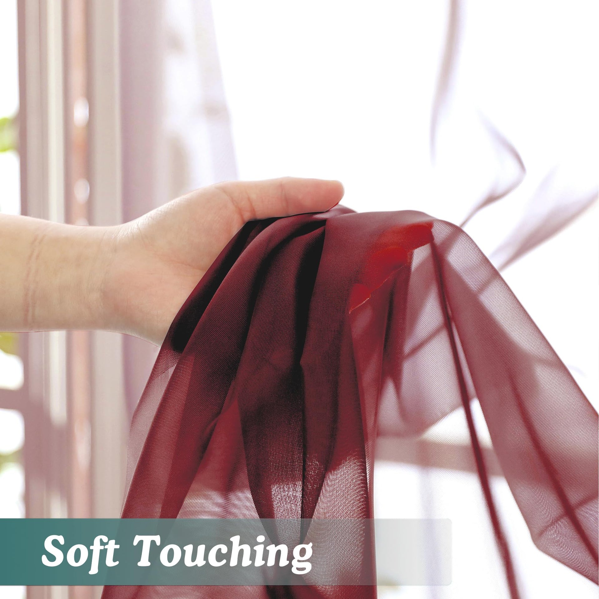 Burgundy Sheer Valances for Windows (2 Count)