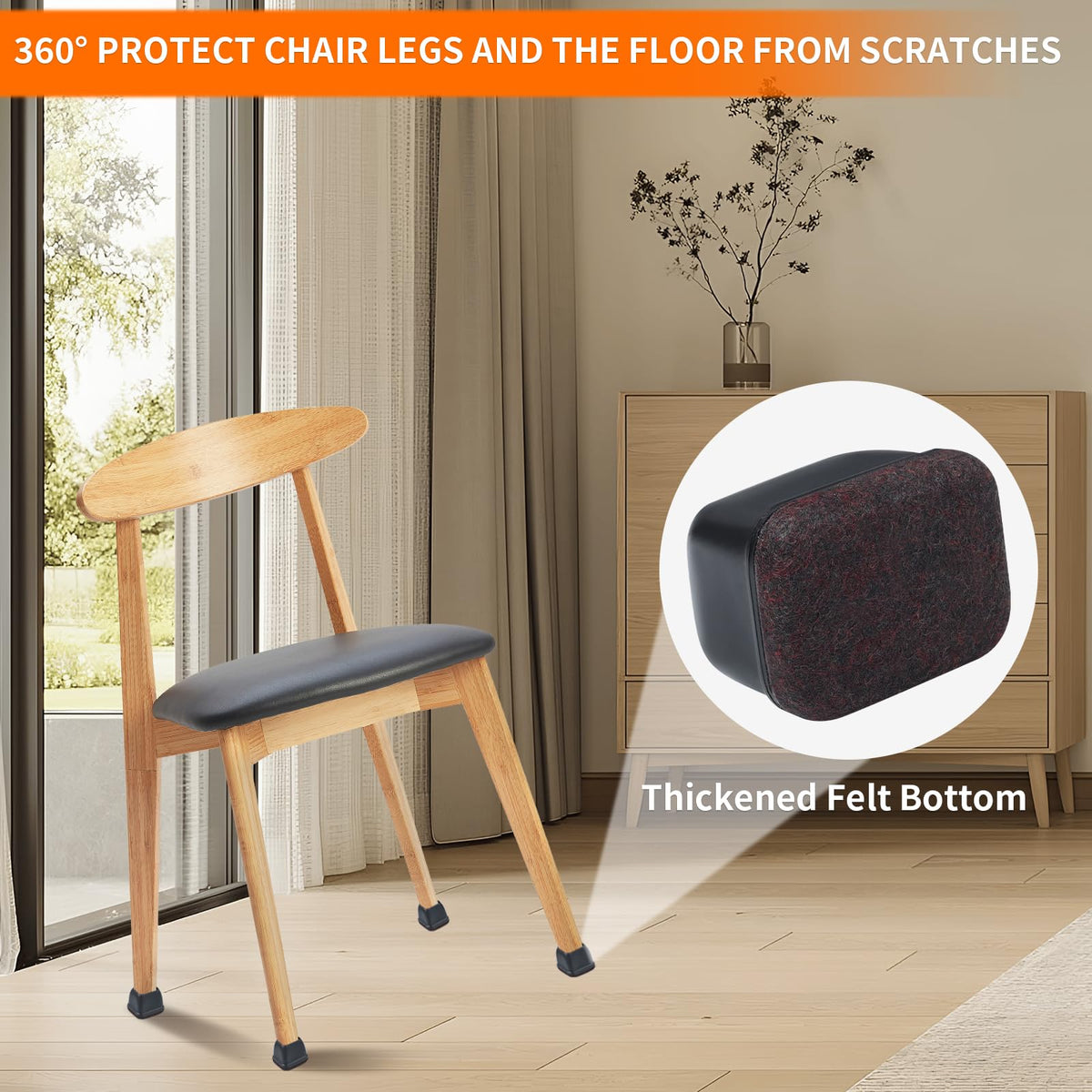 16 Pcs Rectangle Black Silicone Chair Leg Floor Protectors (16 Count)
