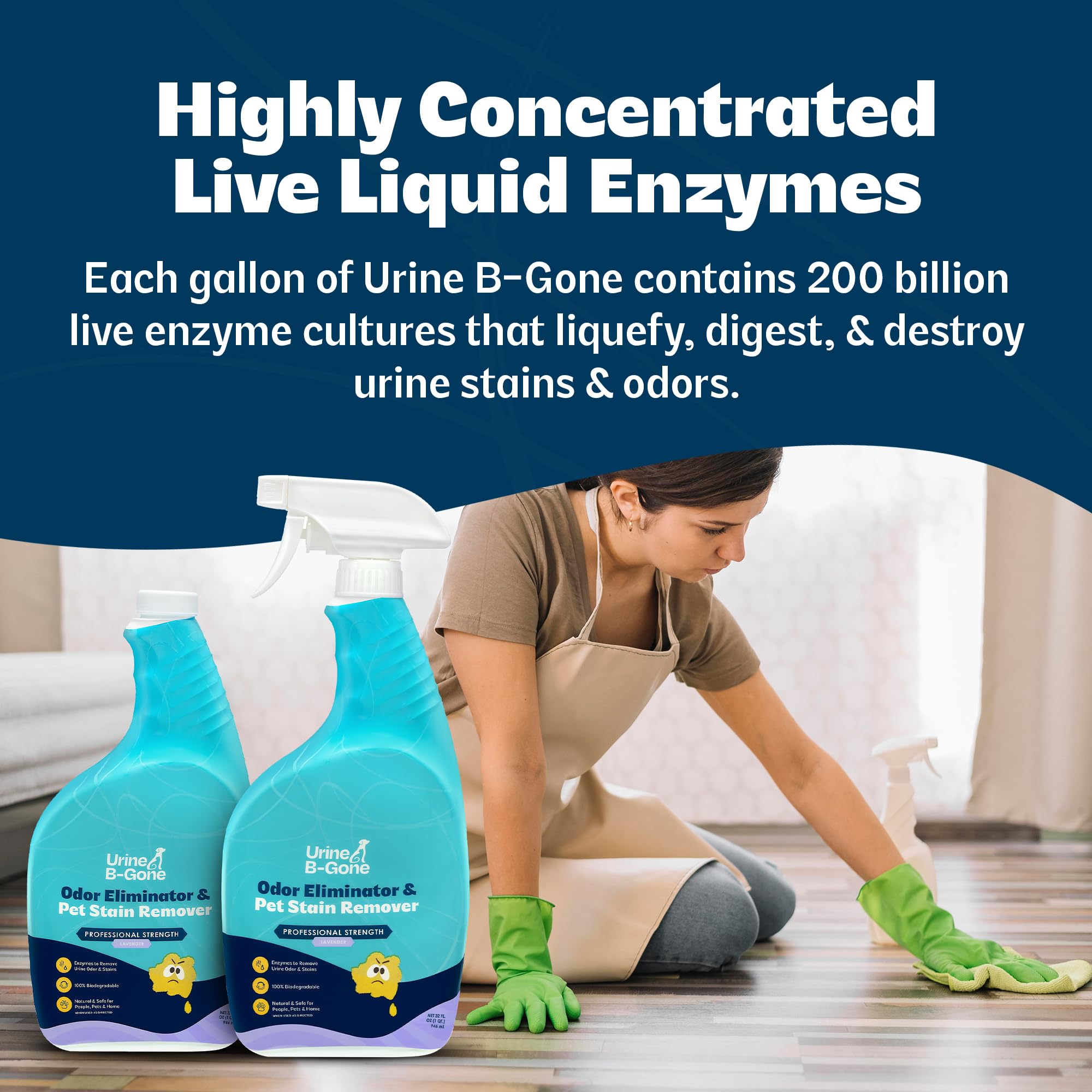 Urine B Gone Enzyme Cleaner for Human & Pet Urine (64 Fl Oz)