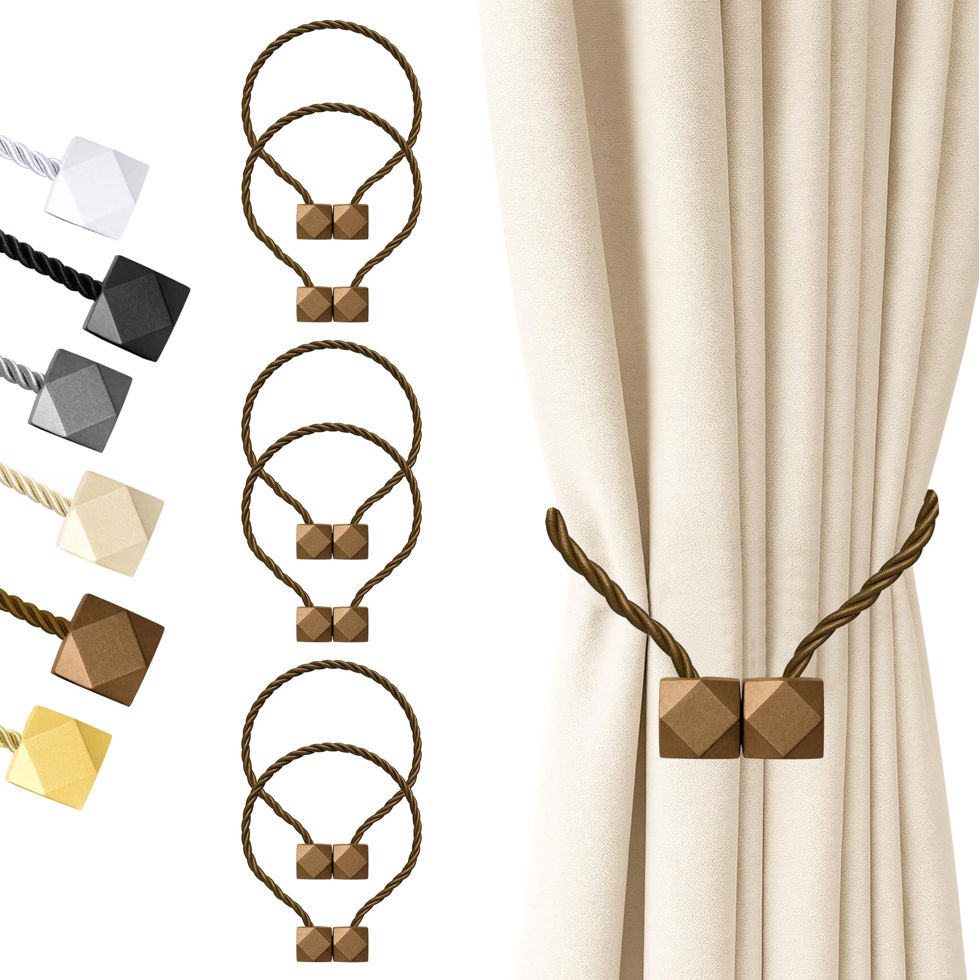 Magnetic Curtain Tiebacks Dark Brown 6pcs (6 Count)