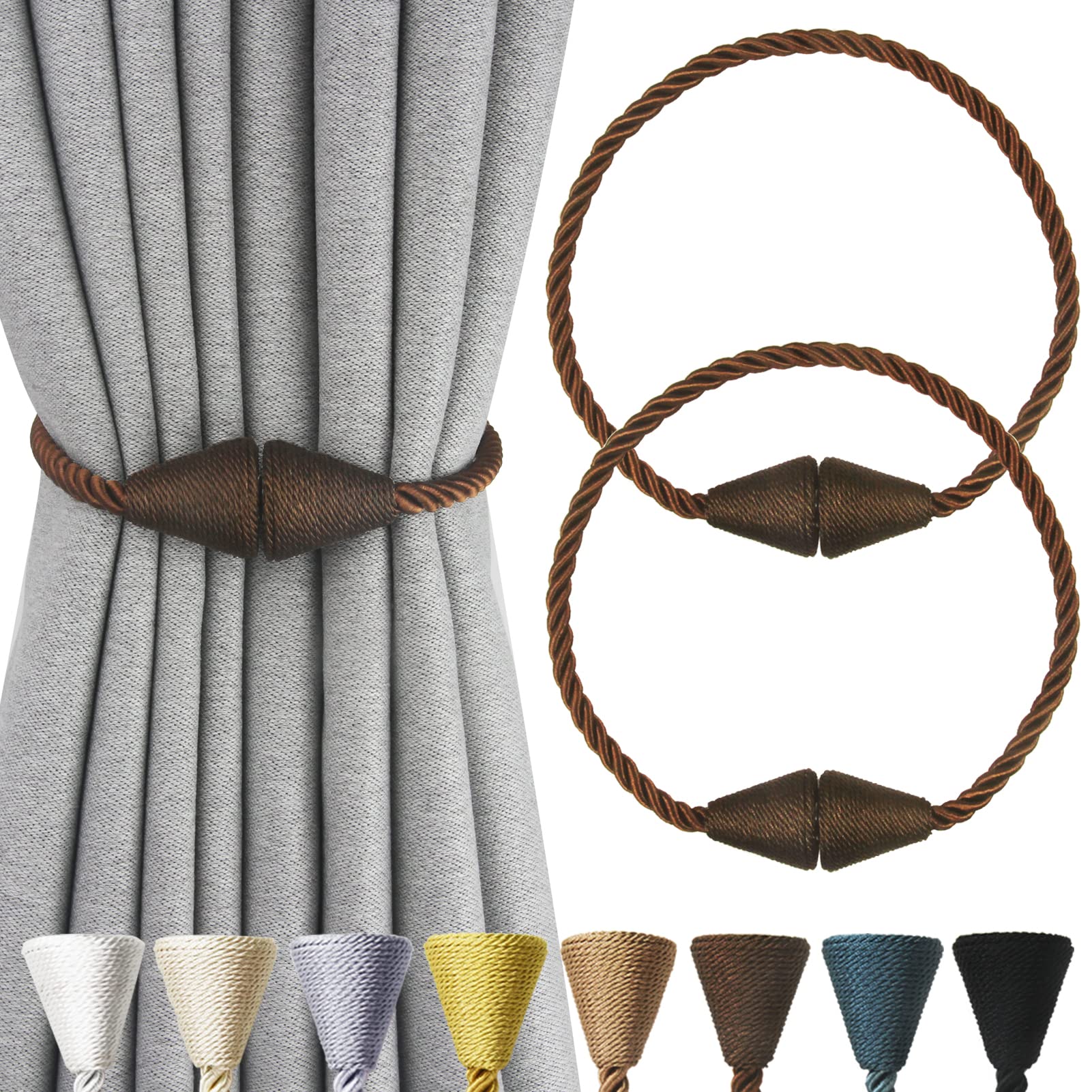 Magnetic Curtain Tiebacks Rope Decorative Holdbacks for Drapes Nieffeiy