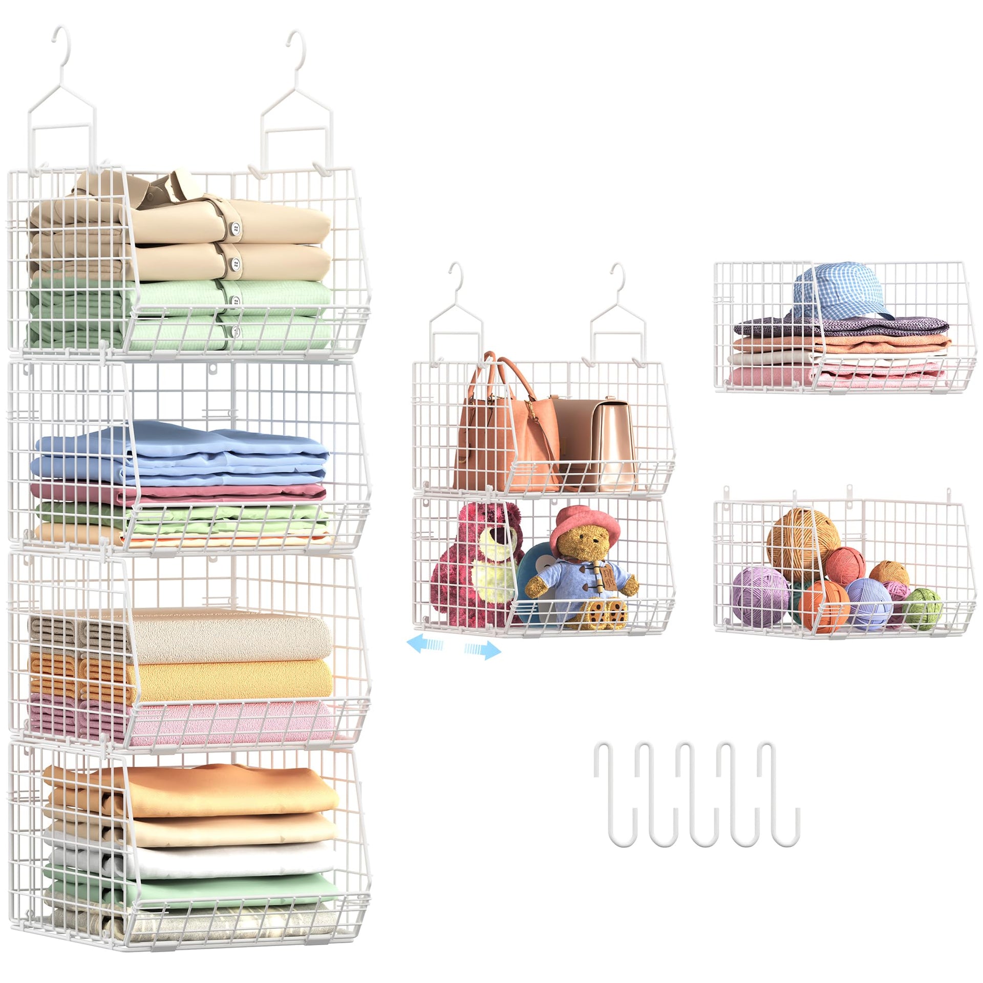4" Extra Deeper Foldable Hanging Closet Organizer