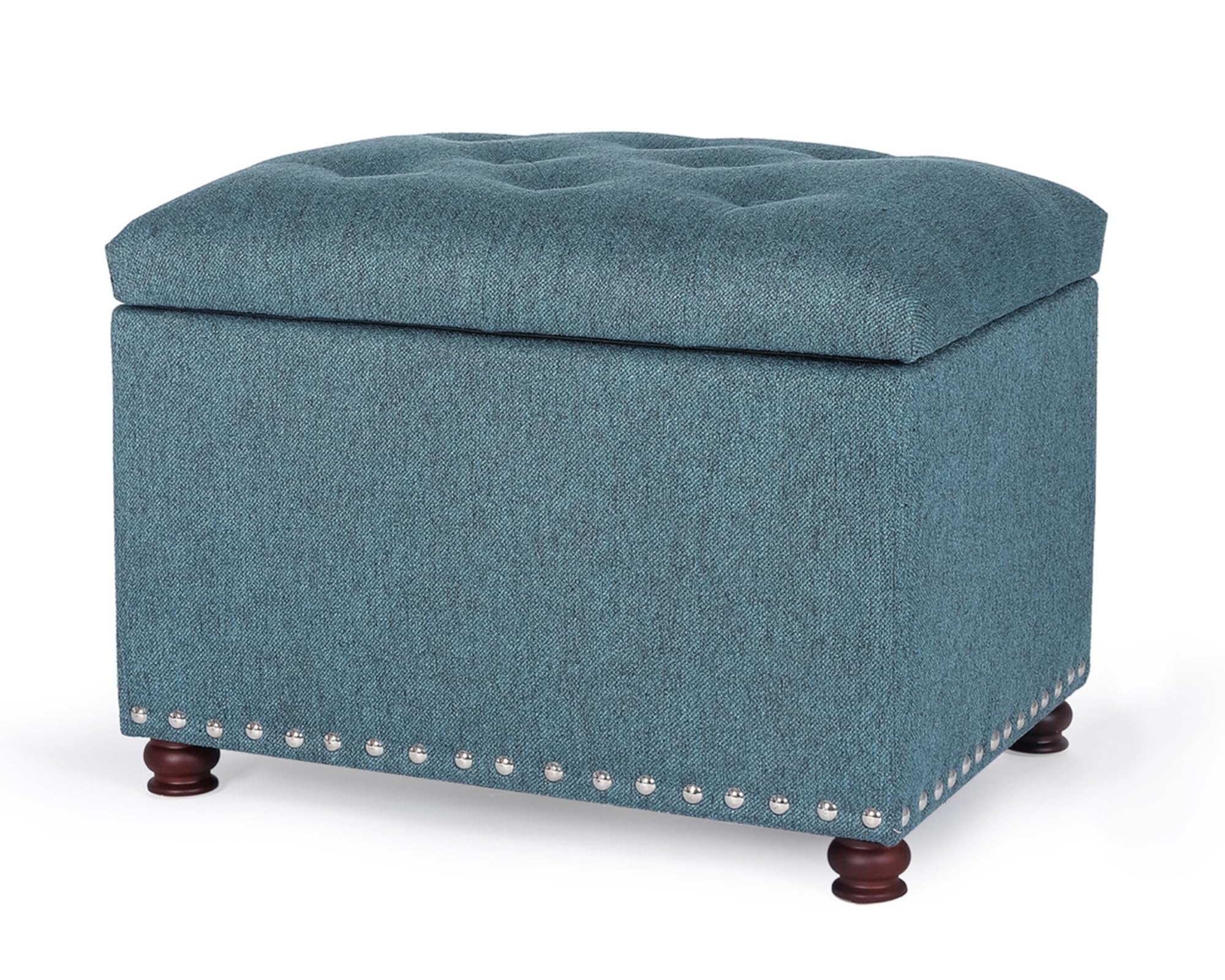 24" Ottoman with Storage for Living Room Rectangular Fabric Tufted Bench Footrest Toy Chests for Bedroom