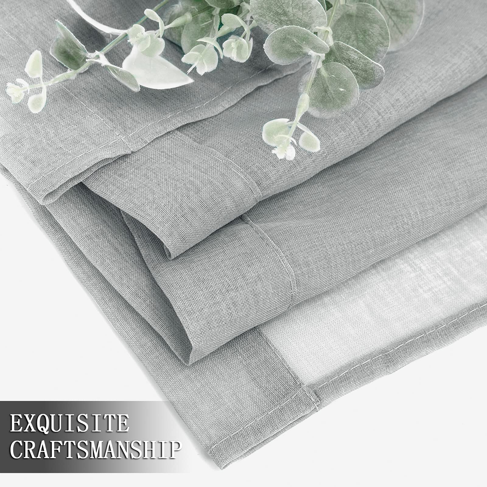 Sheer Tier Curtain Linen Textured Half Kitchen Curtains Sheer Light Filtering Rod Pocket Voile Small Curtains for Bathroom