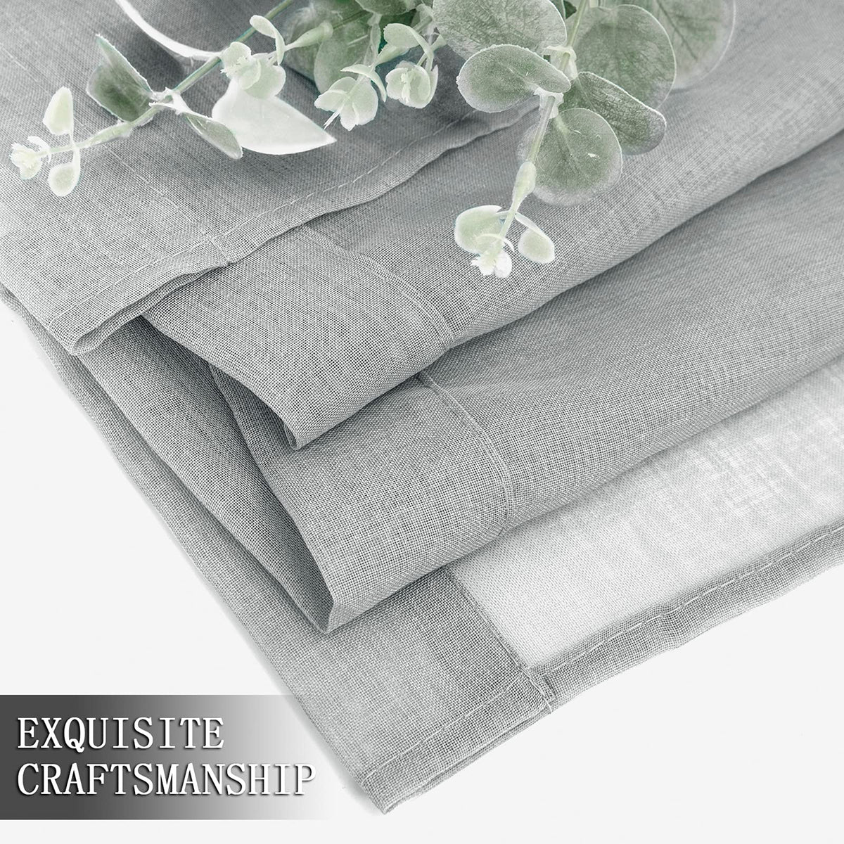 Sheer Tier Curtains Kitchen Linen Textured Half Curtain Sheers Light Filtering Rod Pocket Voile Bathroom Short Curtains for Farmhouse (2 Count)