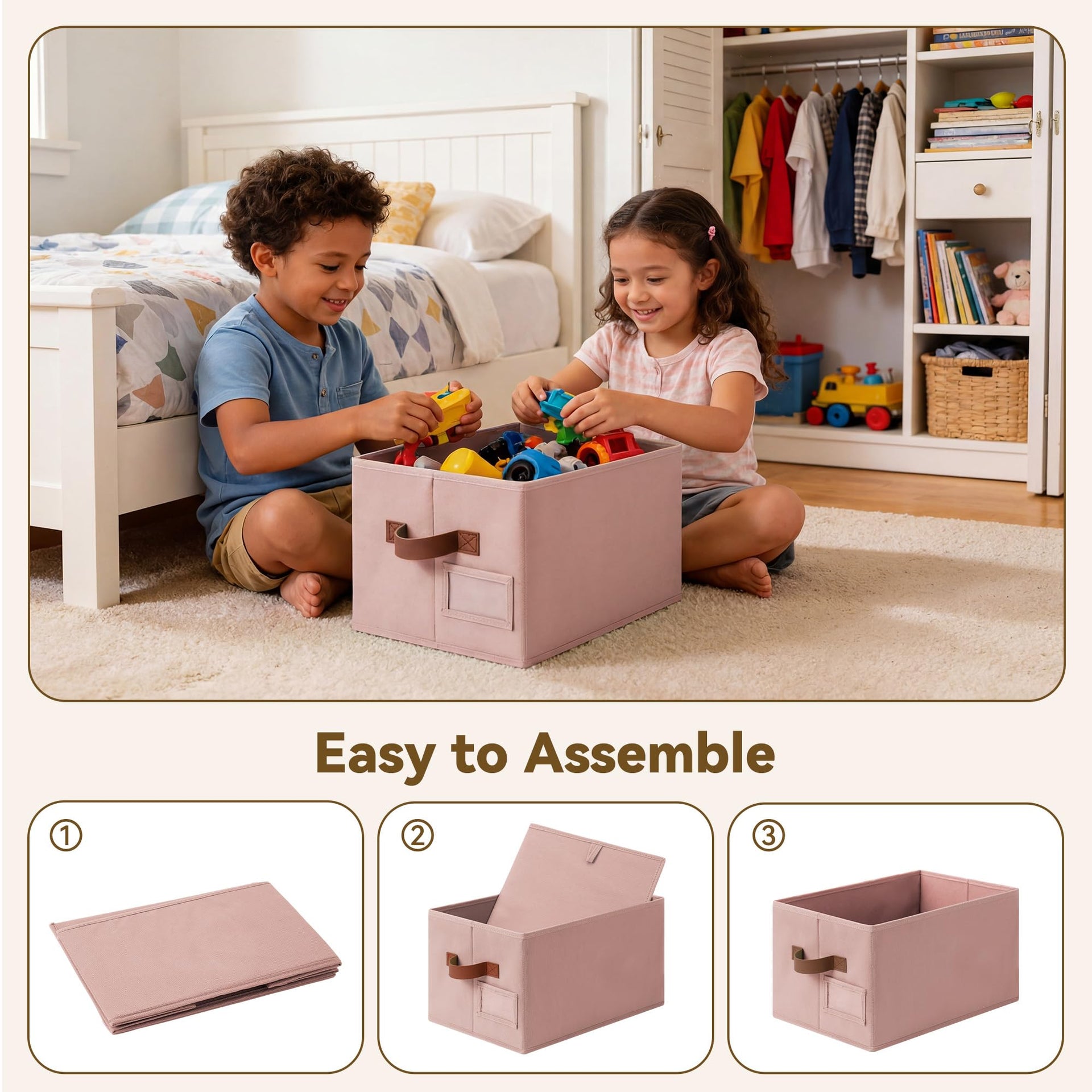 Closet Storage Bins with Label (3 Count)