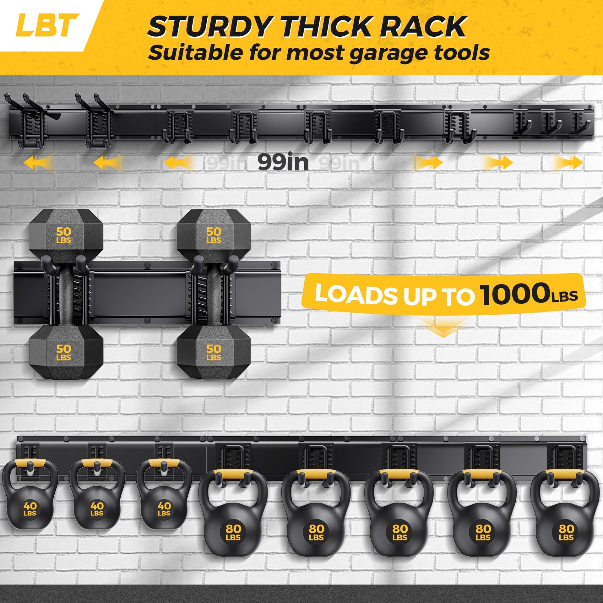 99" Garage Tool Organizer Wall Mount