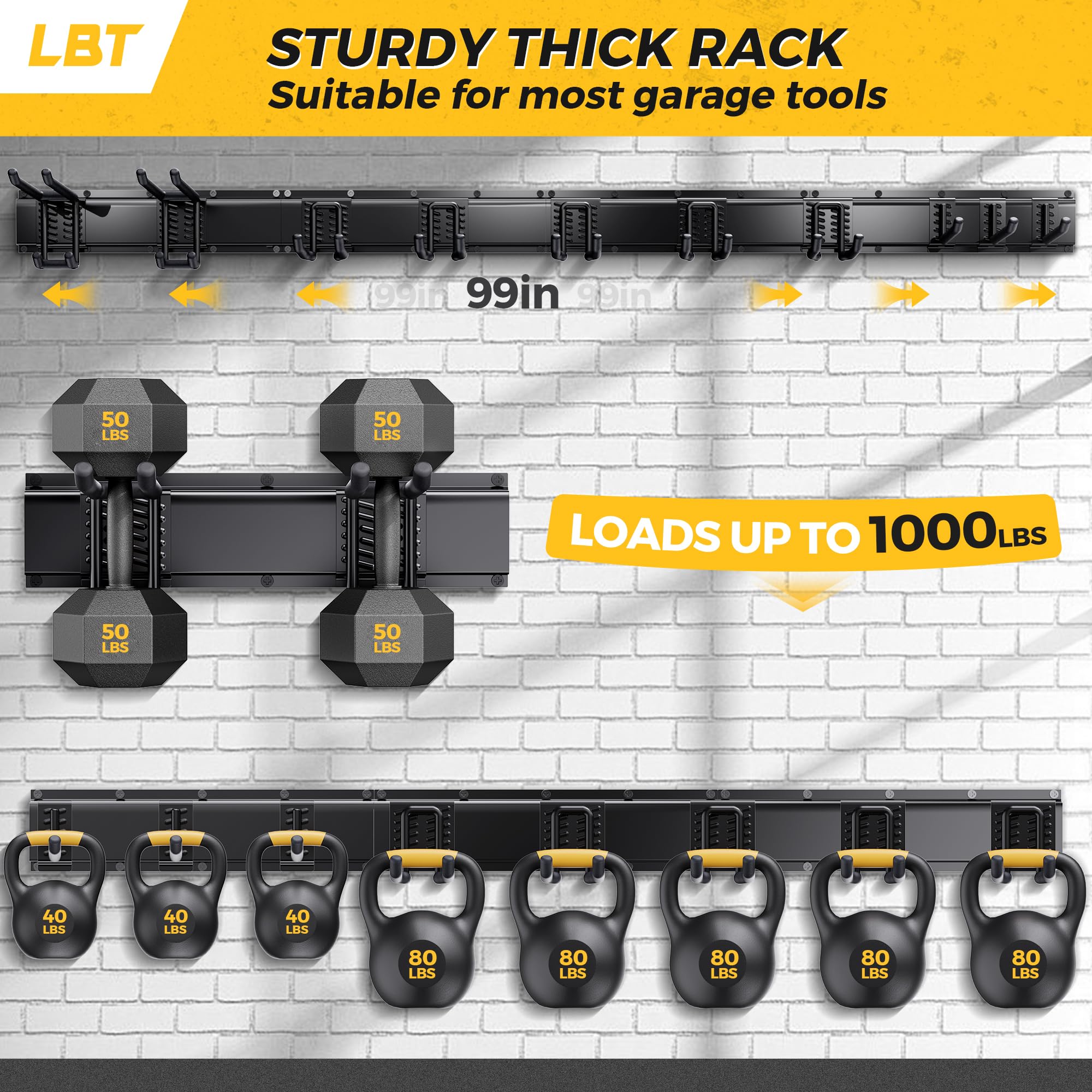 99" Garage Tool Organizer Wall Mount