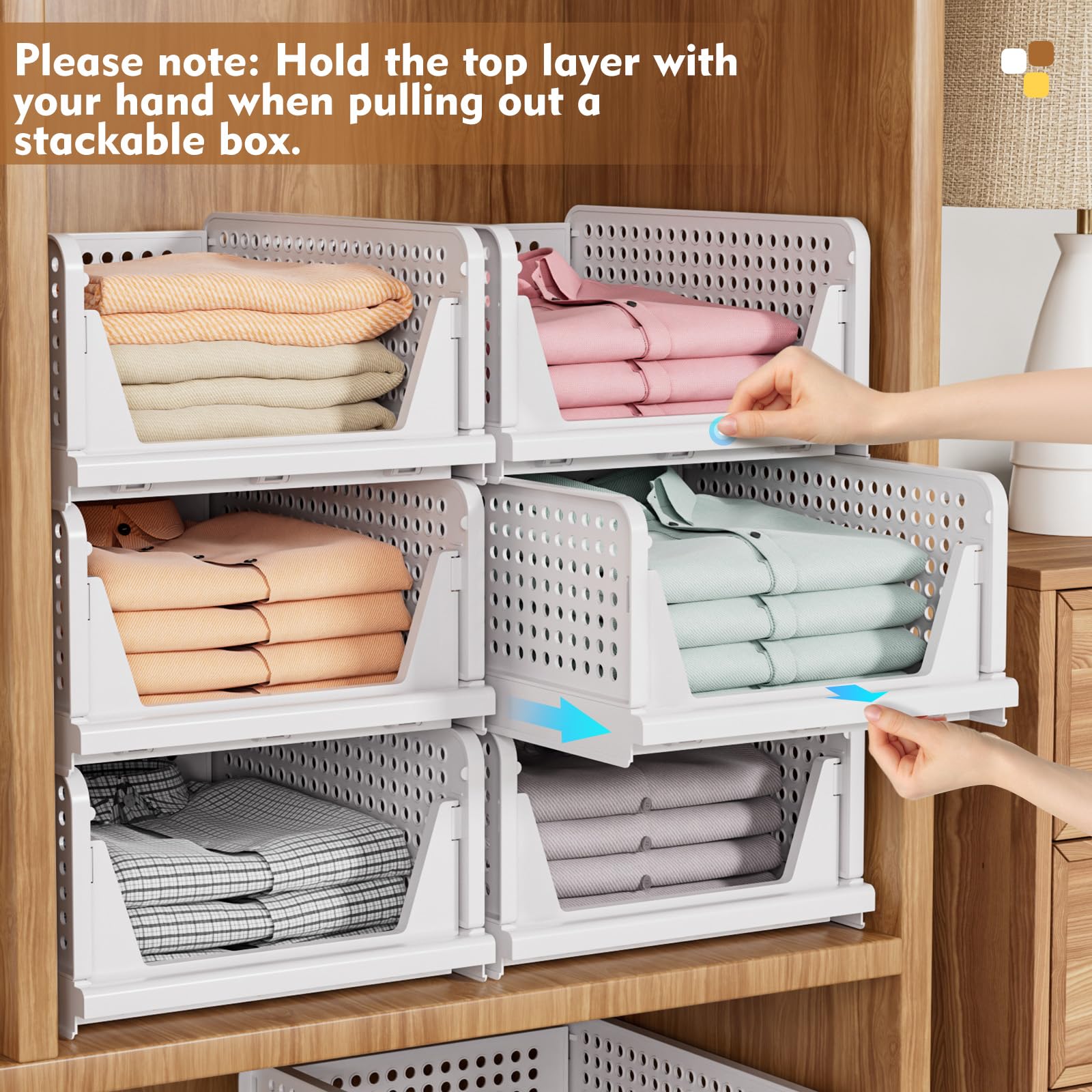 5 Pack Stackable Closet Organizer Box (5 Count)