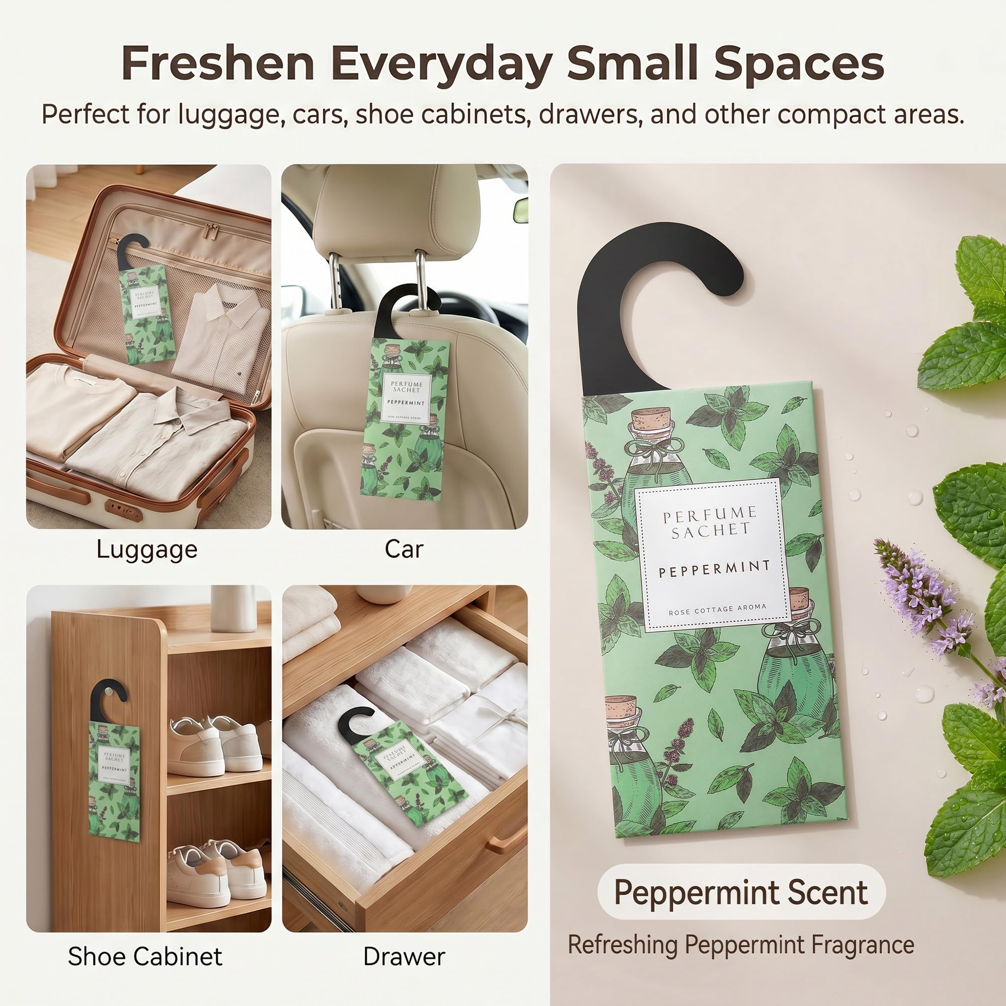 Large 12 Packs Peppermint Hanging Scented Sachets Long (12 Count)