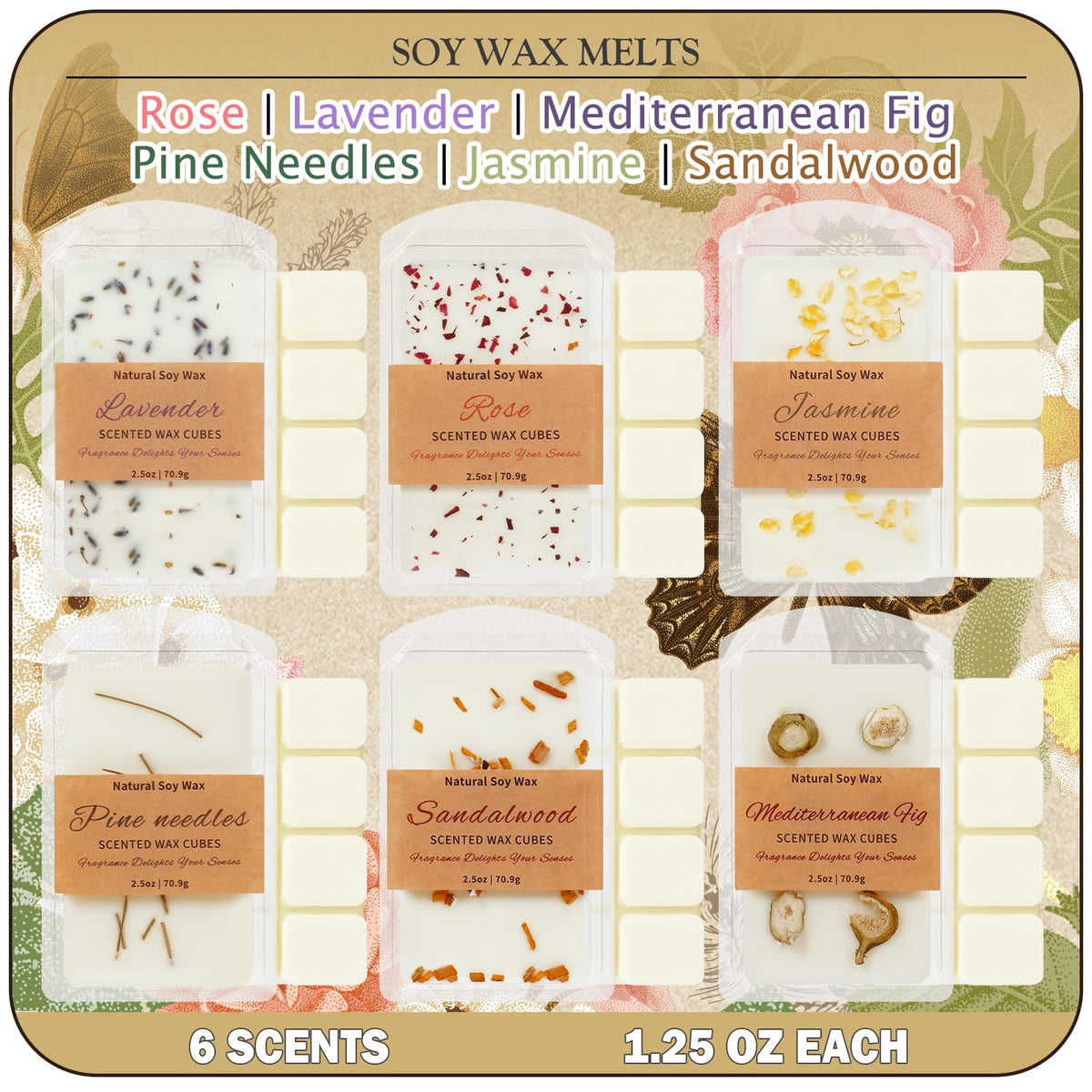 Wax Melts 6 Pack Summer Scented Wax Cubes for Wax Warmer
