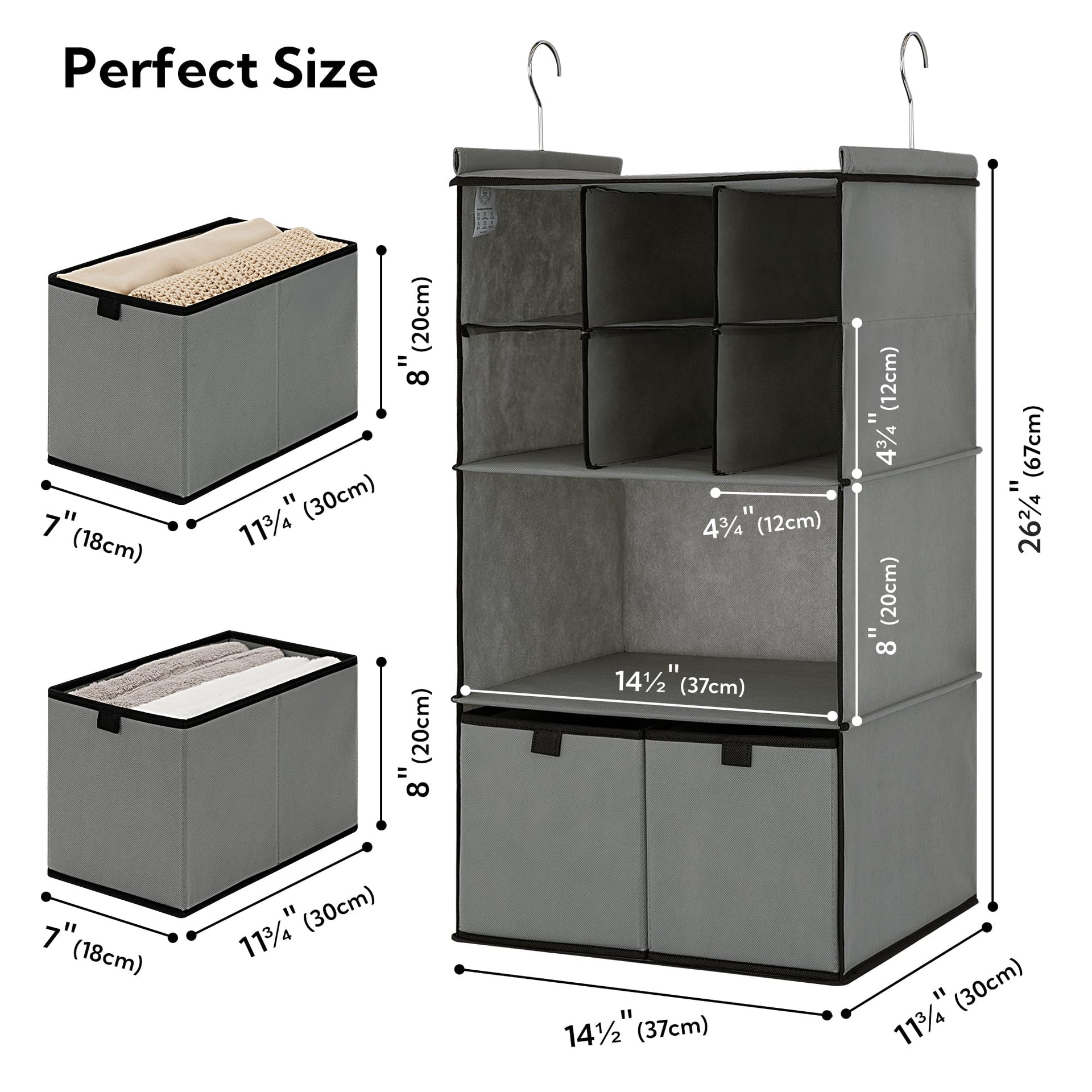 4 Shelf Hanging Closet Organizer with Drawer