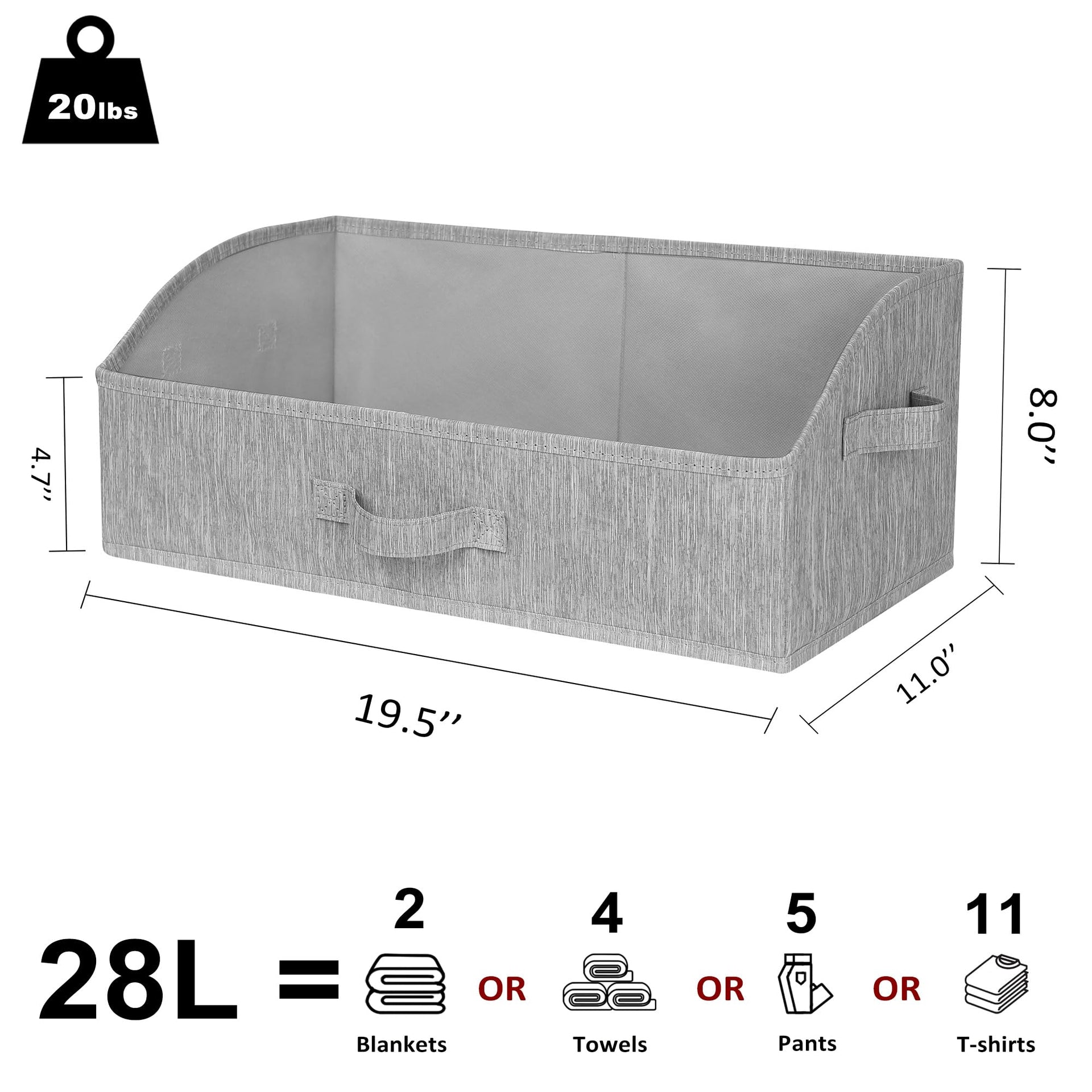 Trapezoid Storage Bins for Closet Organizers and Storage (3 Count)