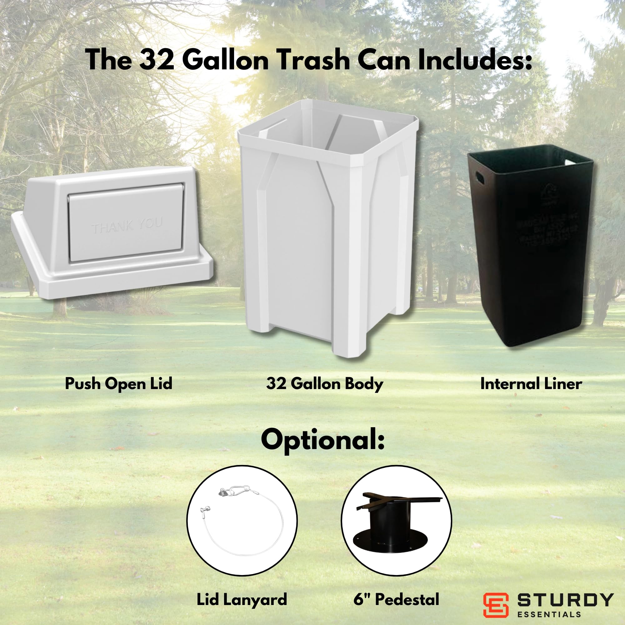 Campus Collection 32 Gallon Outdoor Commercial Trash Can with Lid