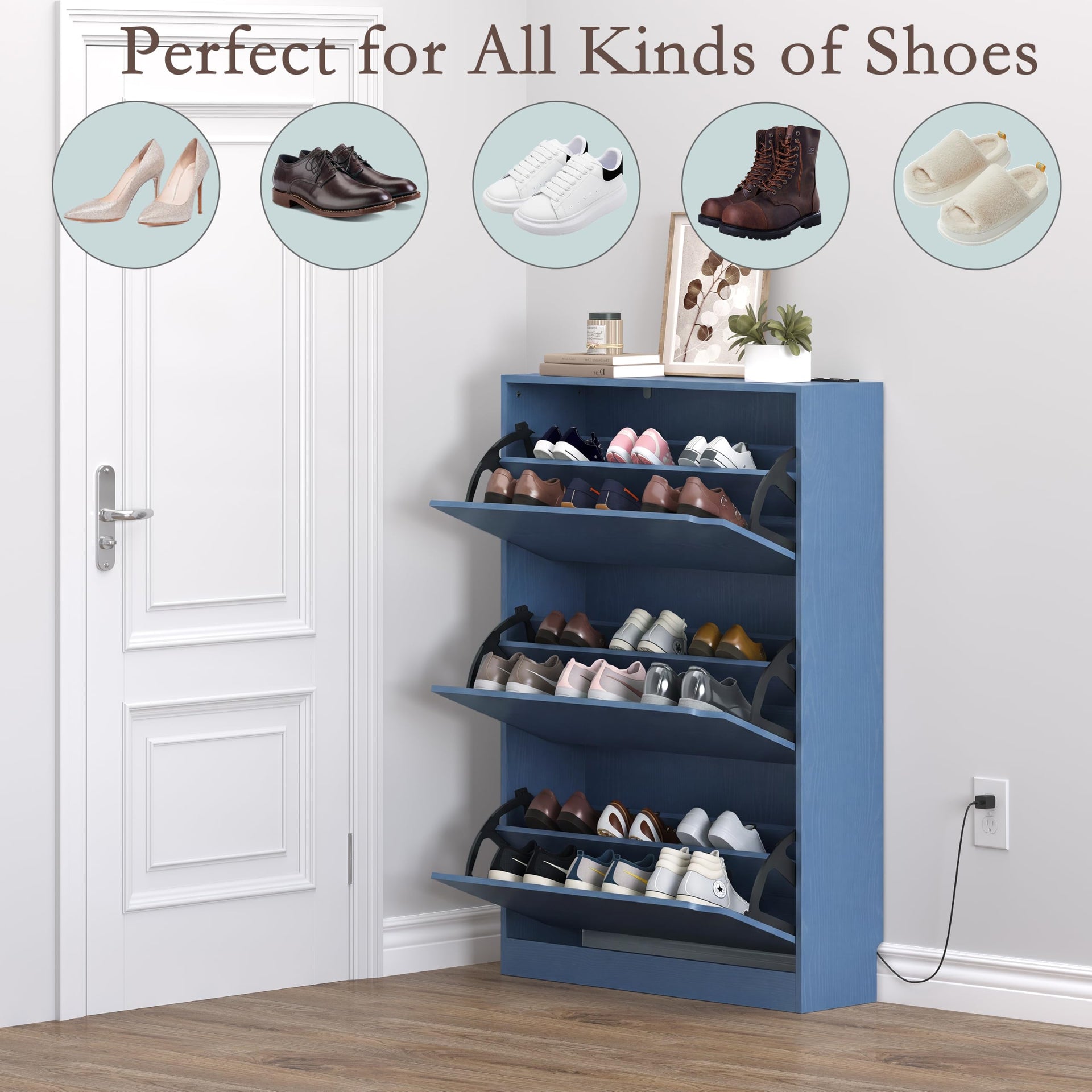Shoe Cabinet with Odor Control and Back Panels