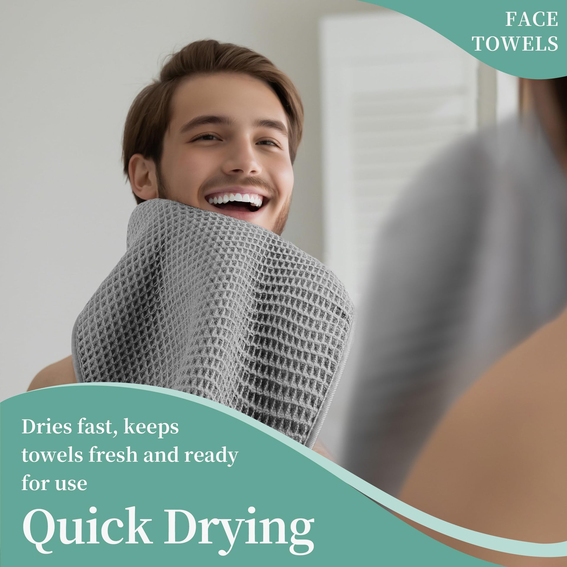 Microfiber Waffle Face Towels (2 Count)