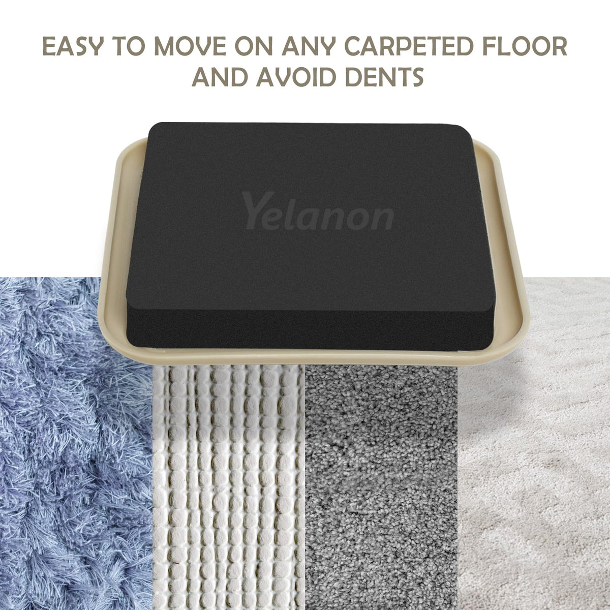 12pcs-2 1/2” Square Furniture Sliders for Carpet Furniture Pads Hardwoods Floors, Heavy Duty Furniture Movers Sliders,Moving Pads, Floor Protectors for Carpet,Beige (12 Count)