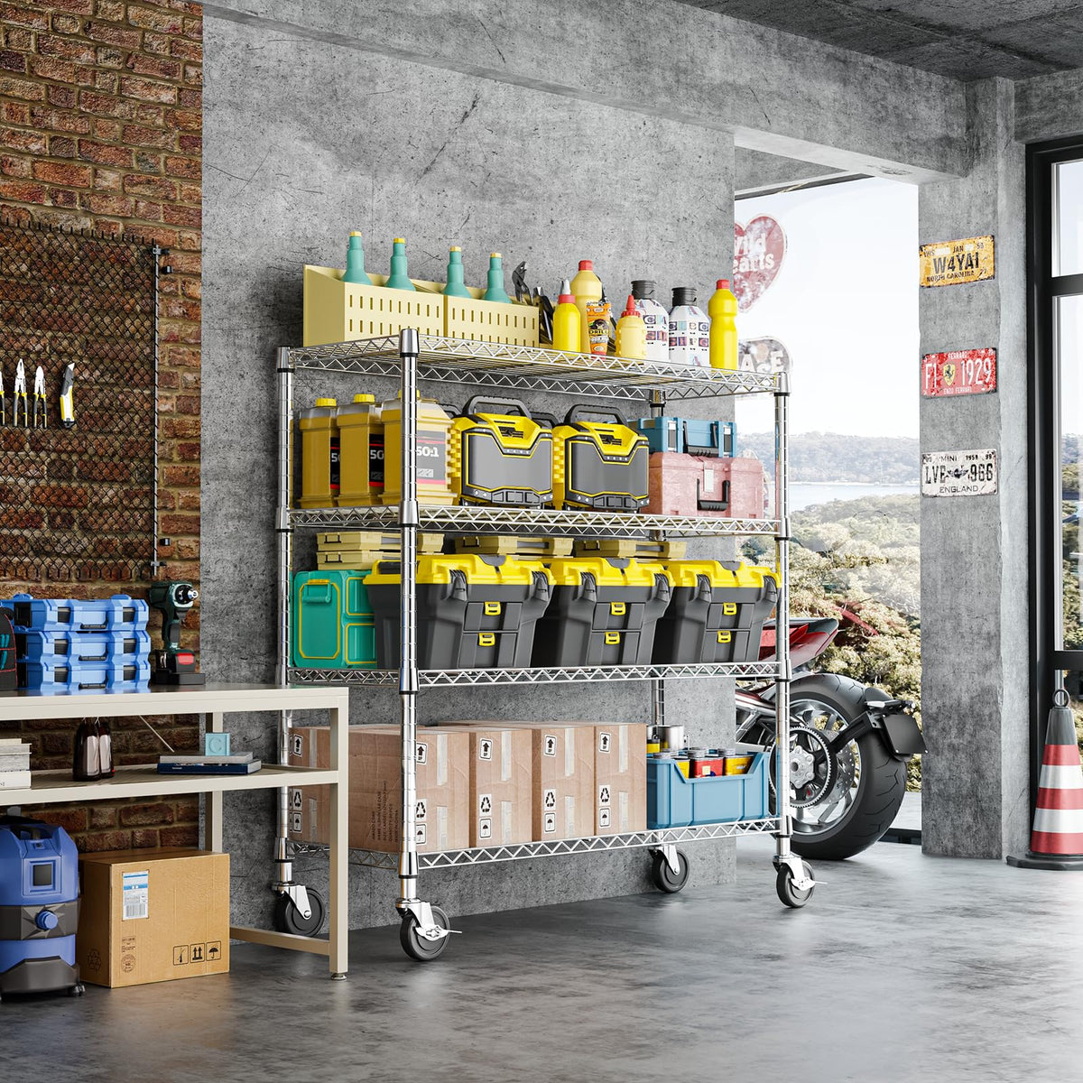 4 Tier Heavy Duty Metal Wire Shelving Unit