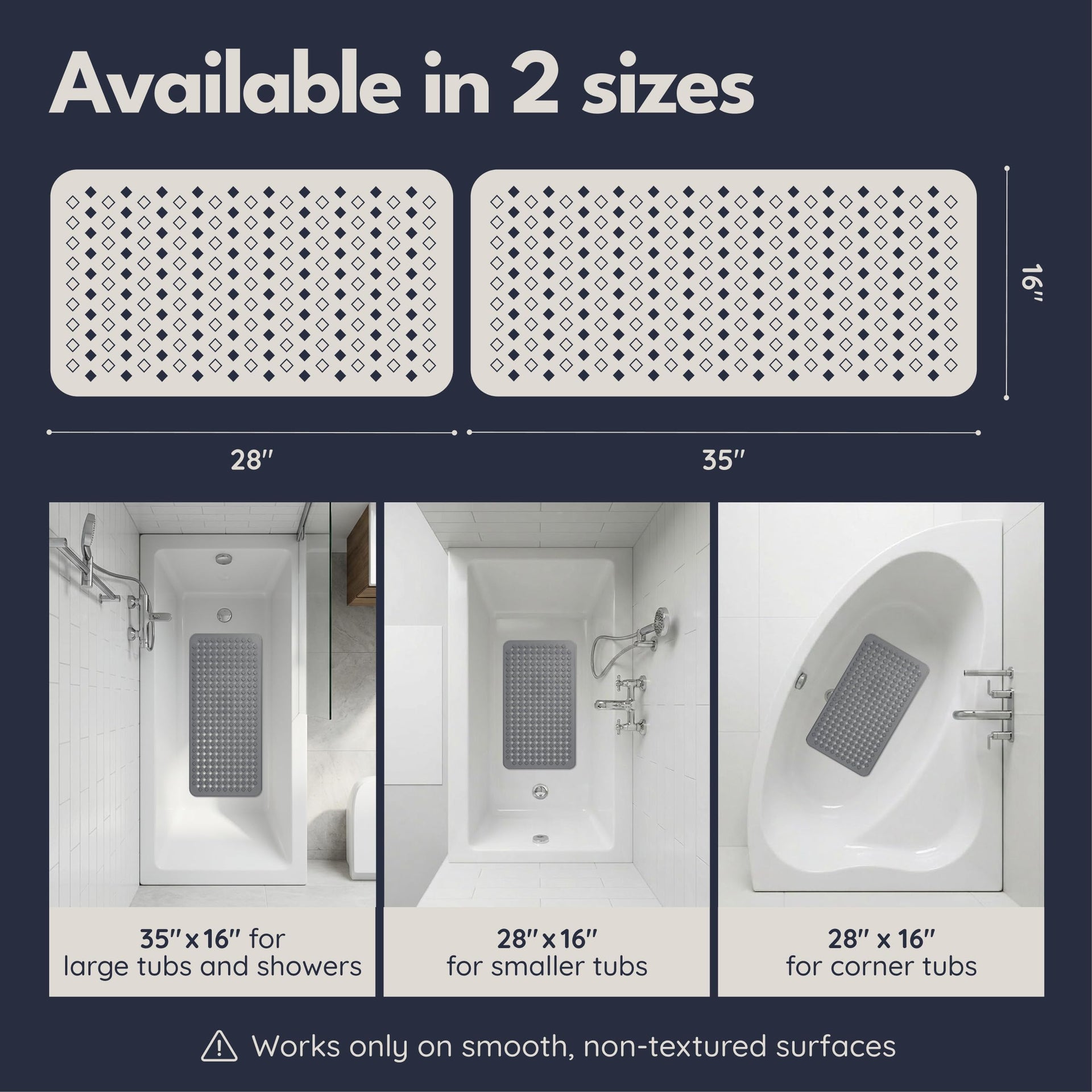 Bathtub Mat Non Slip 35x16 Shower Mat Non Slip Anti Mold BPA Free