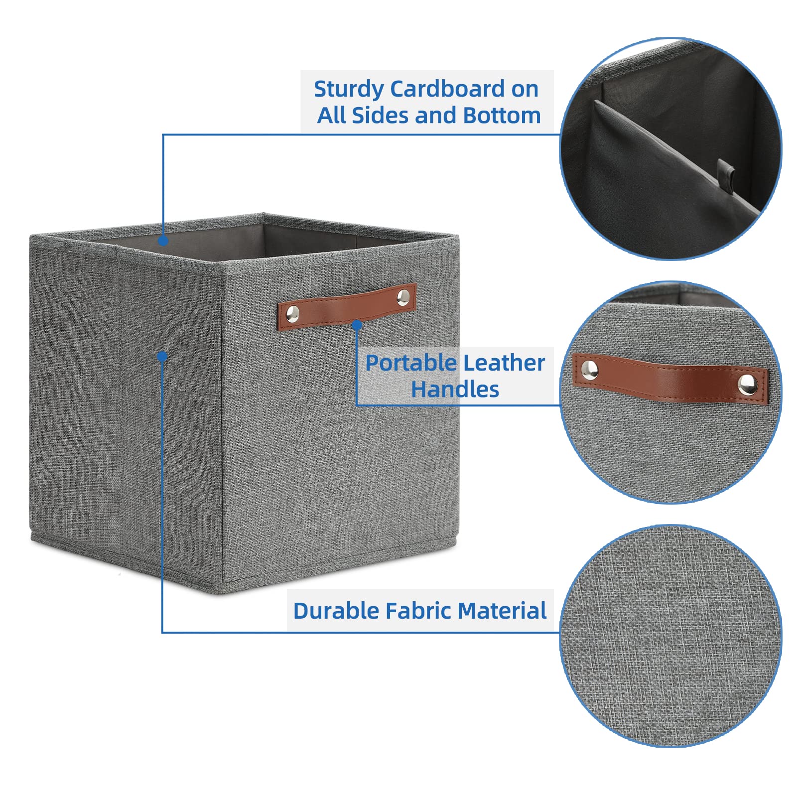 11 Inch Cube Storage Bins 4PCs Fabric Storage Cubes Storage Baskets Organizer with Handles