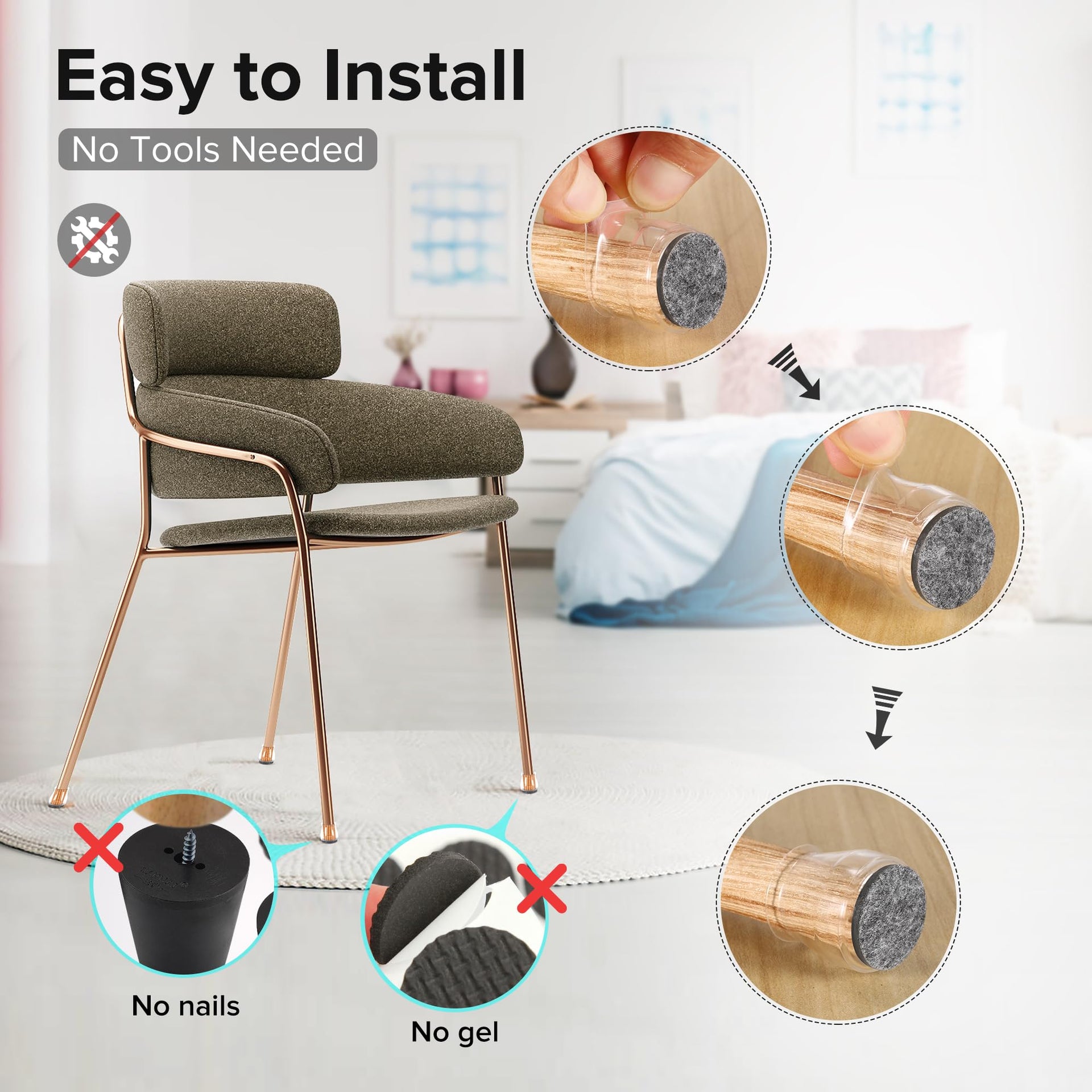 24PCS Upgraded Silicone Chair Leg Floor Protectors for Hardwood Floors (24 Count)