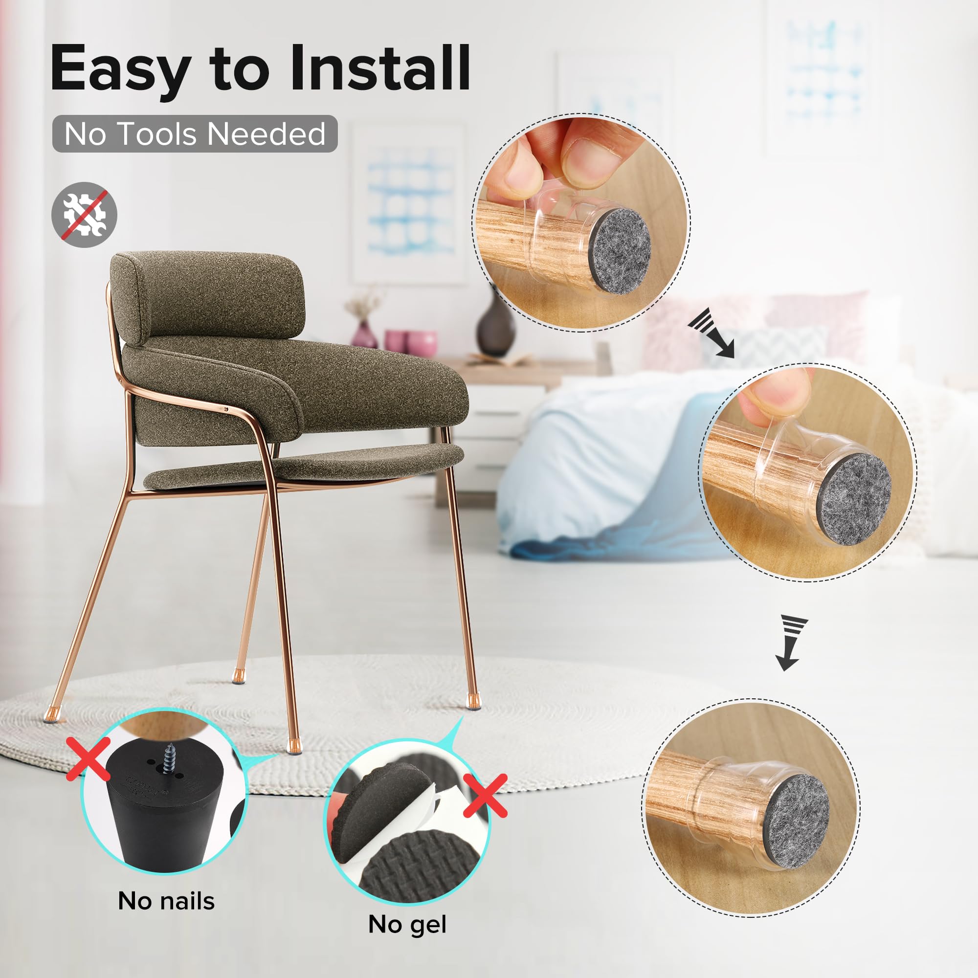 24PCS Upgraded Silicone Chair Leg Floor Protectors for Hardwood Floors (24 Count)