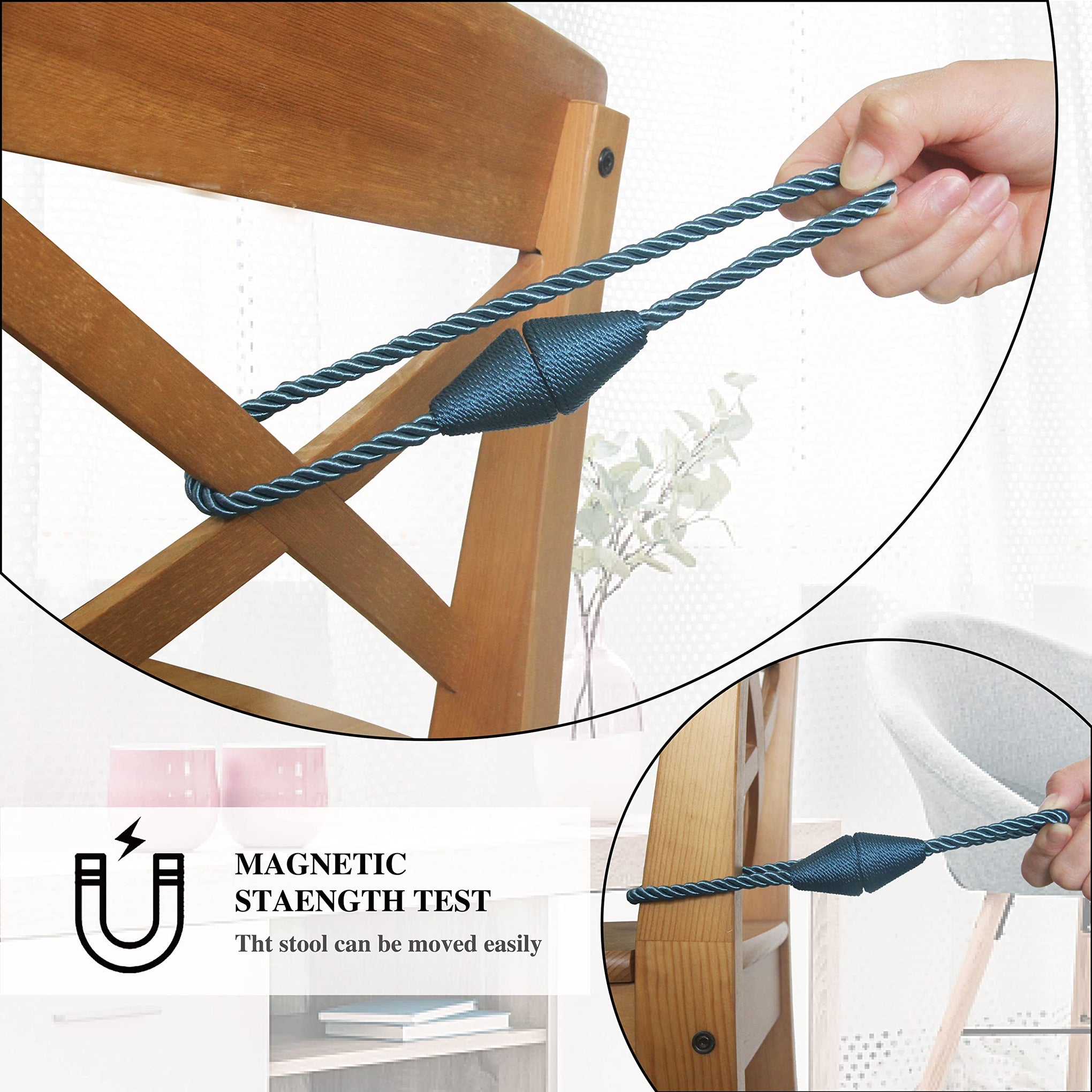 Magnetic Curtain Tiebacks Rope Decorative Holdbacks for Drapes Nieffeiy