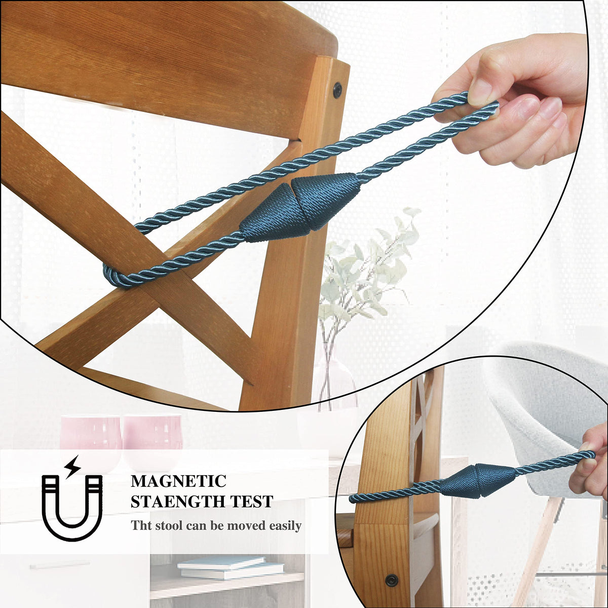 Magnetic Curtain Tiebacks Rope Decorative Holdbacks for Drapes Nieffeiy
