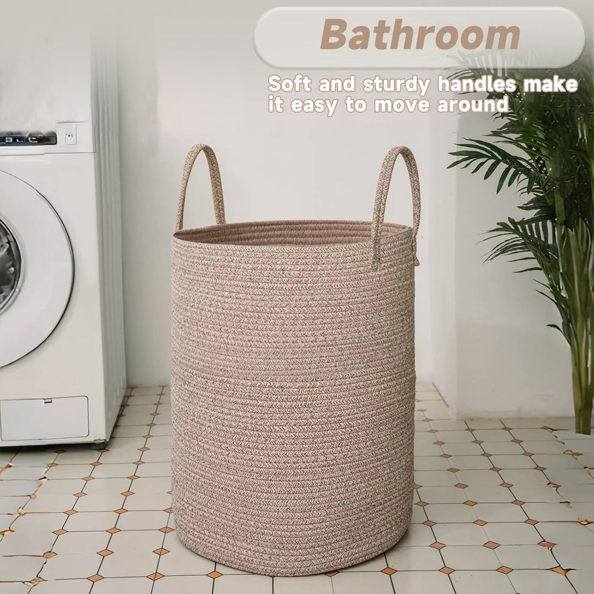 60L Cotton Rope Laundry Basket Hamper