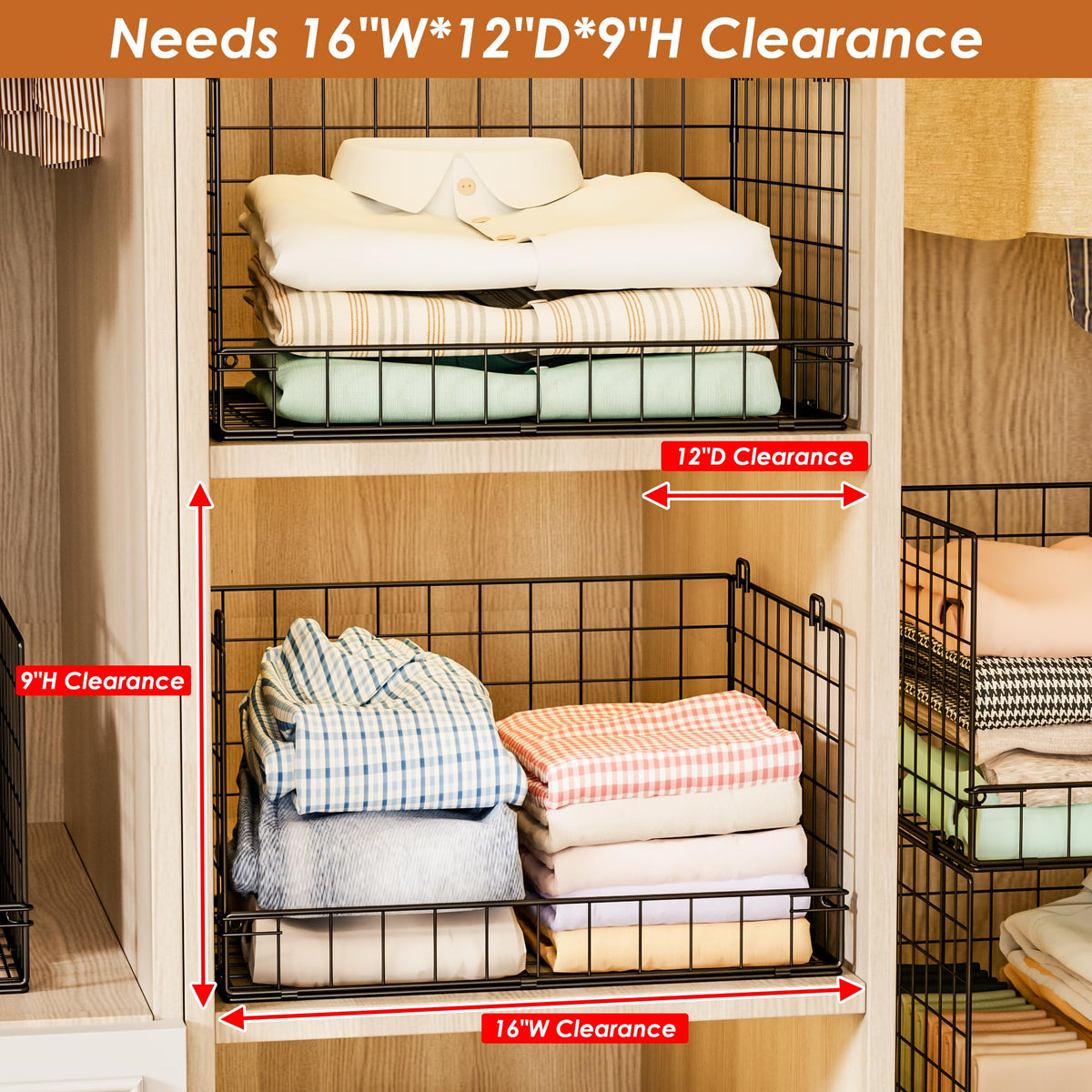 5 Tier Stackable Closet Organizers and Storage Shelves
