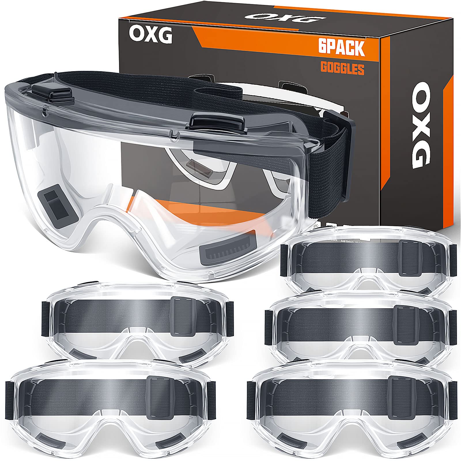 6 Pack Safety Goggles ANSI Z87.1 Glasses (6 Count)