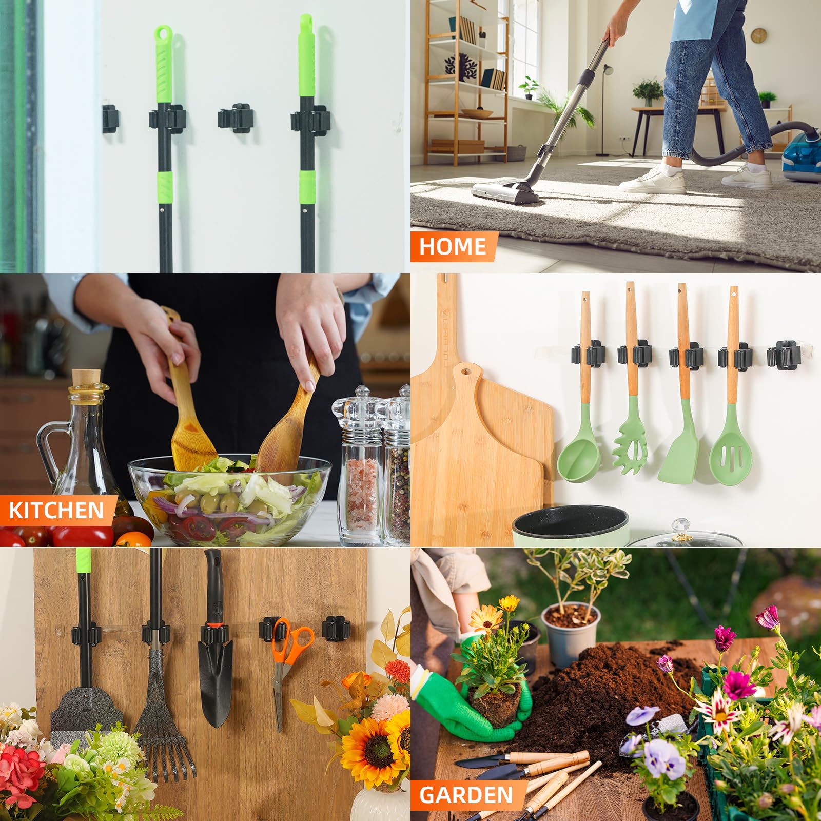 5 PCS Broom Holder Wall Mount