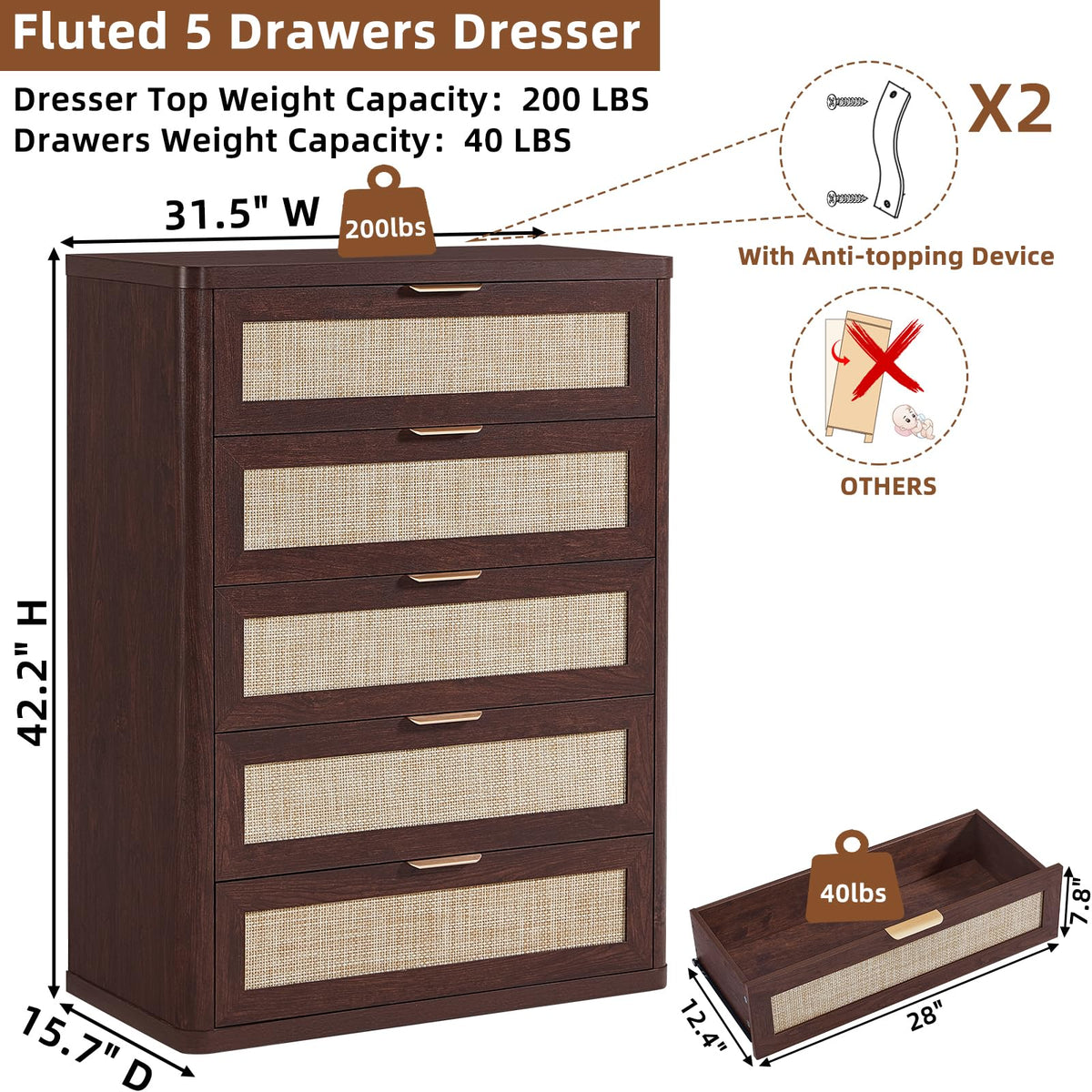 Rattan Dresser for Bedroom