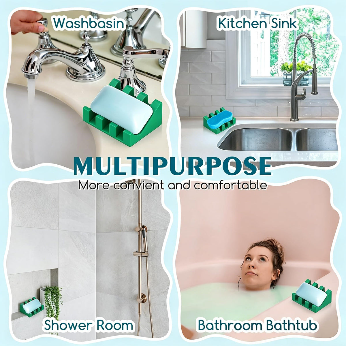 Silicone Soap Dish Self Draining with Suction Cups