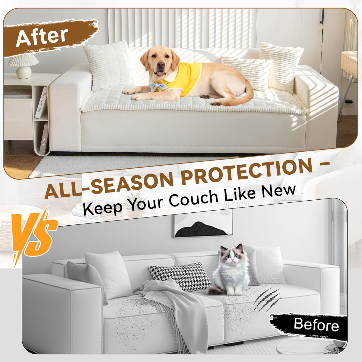 Dog Couch Cover Washable Non Slip Pet Friendly Sofa Couch Protector (4 Count)