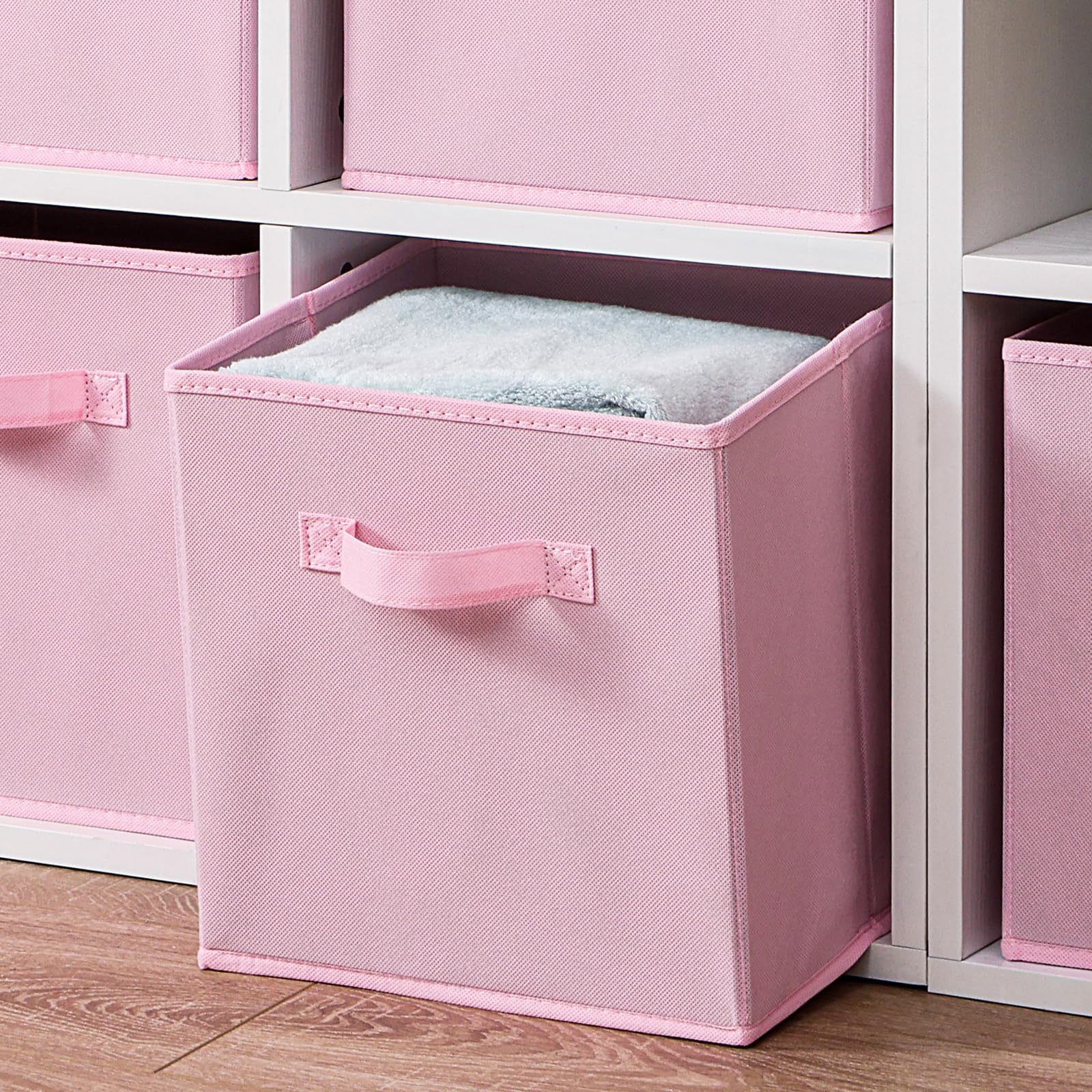 Fabric Storage Bins 6 Pack Fun Colored Durable Storage Cubes with Handles Foldable Cube Baskets for Home (6 Count)